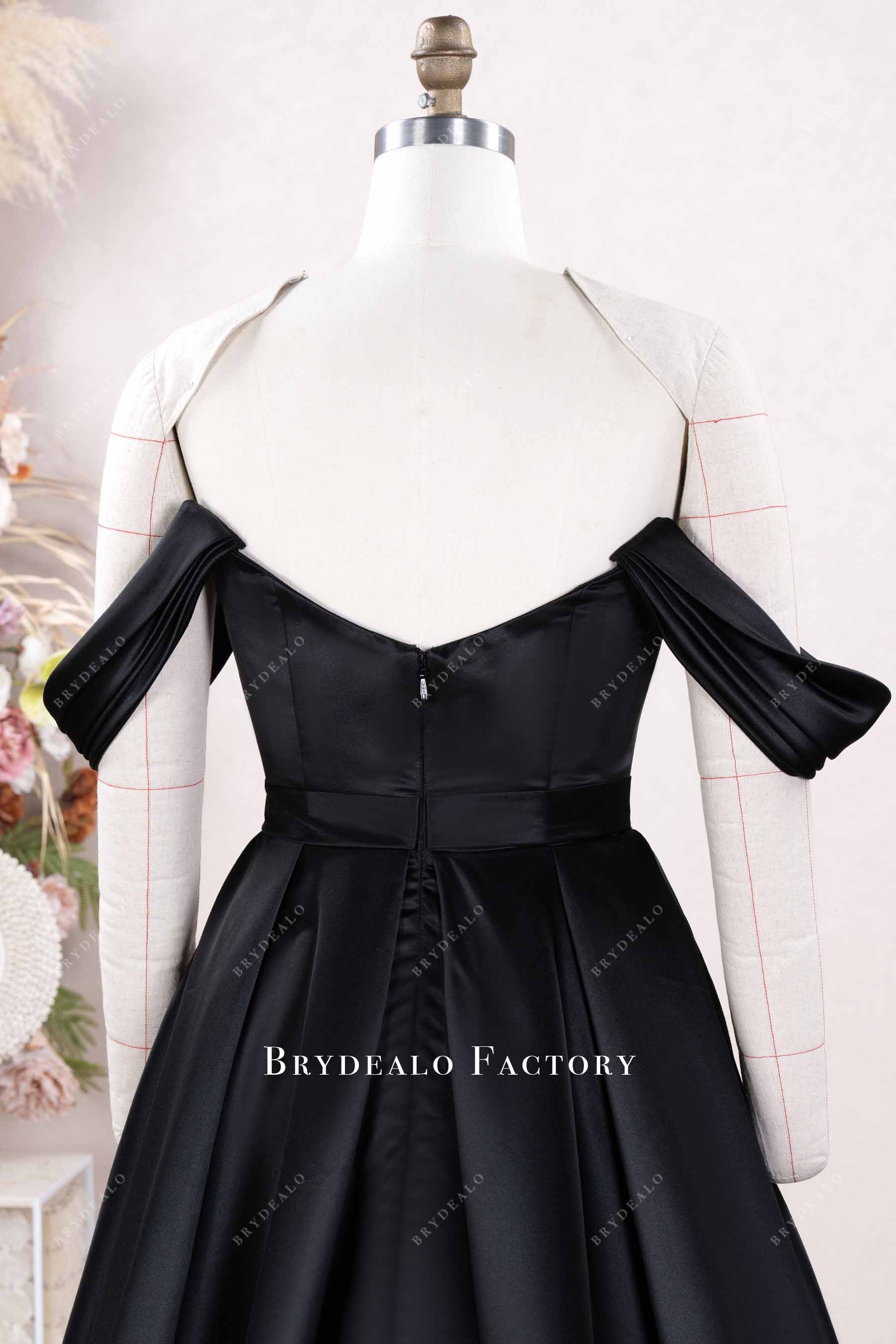 pleated off-shoulder wedding dress