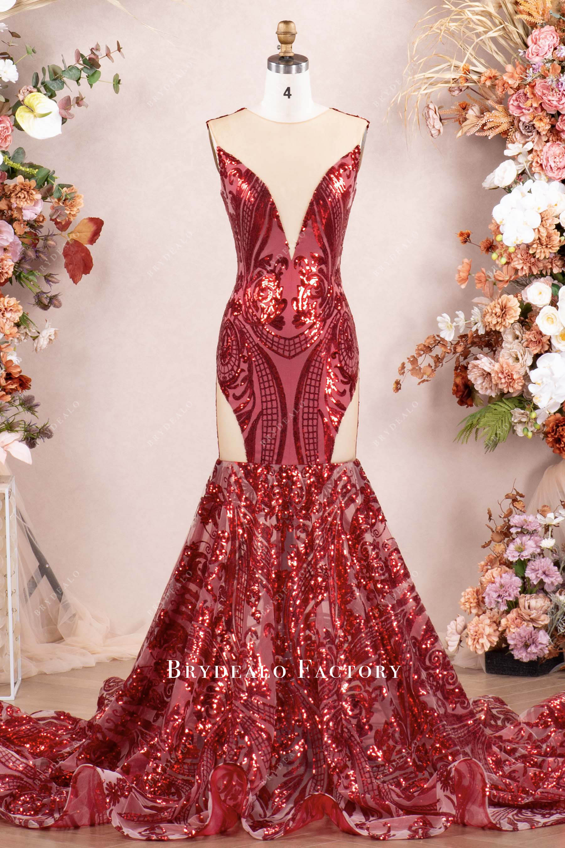 Sparkly Plunging Sequin Cutout Mermaid Prom Dress Sparkly Plunging Sequin Cutout Mermaid Prom Dress