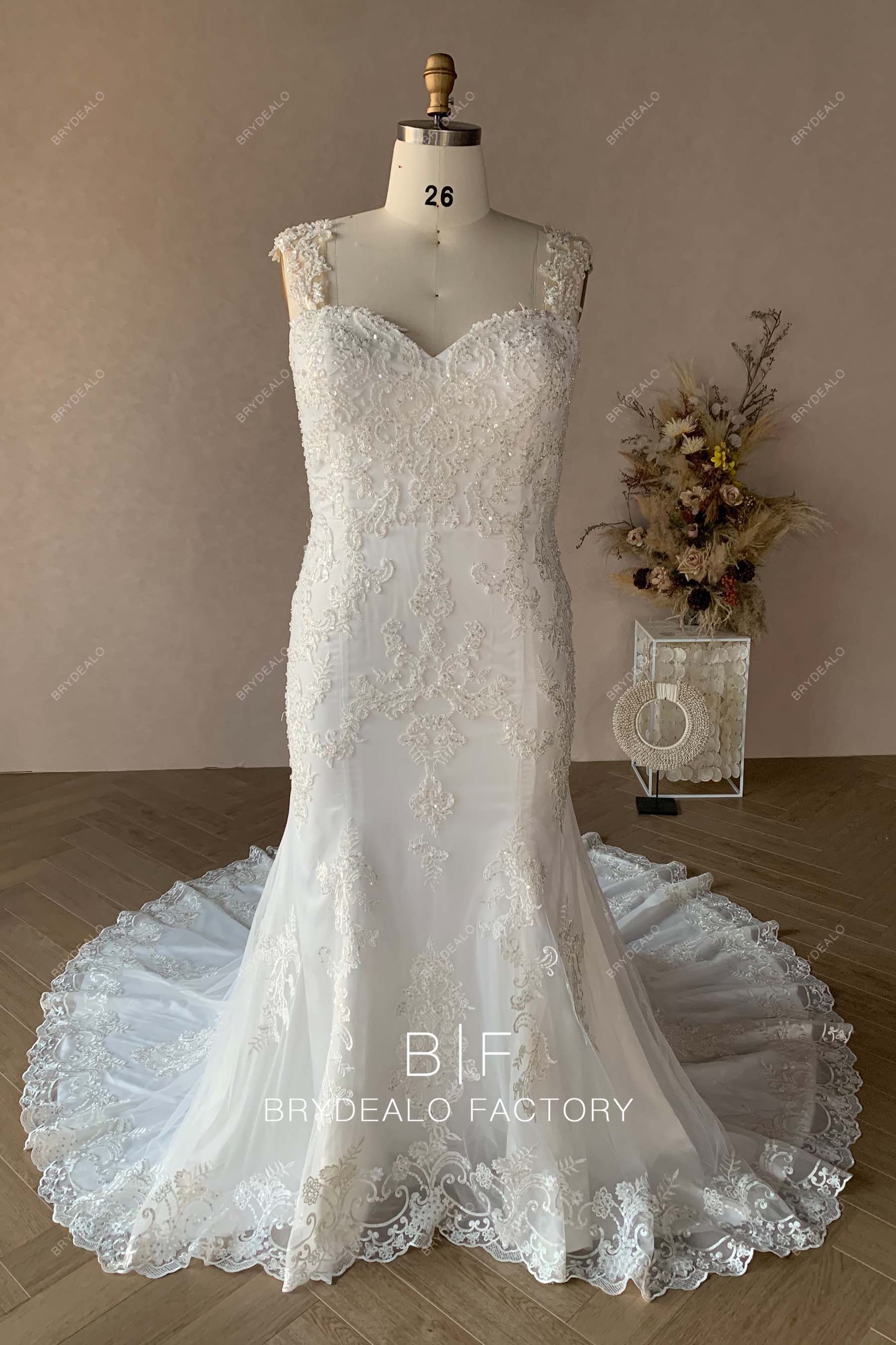 chinese dress ladies Private Label Luxury Beaded Lace Sleeveless Mermaid Bridal Dress