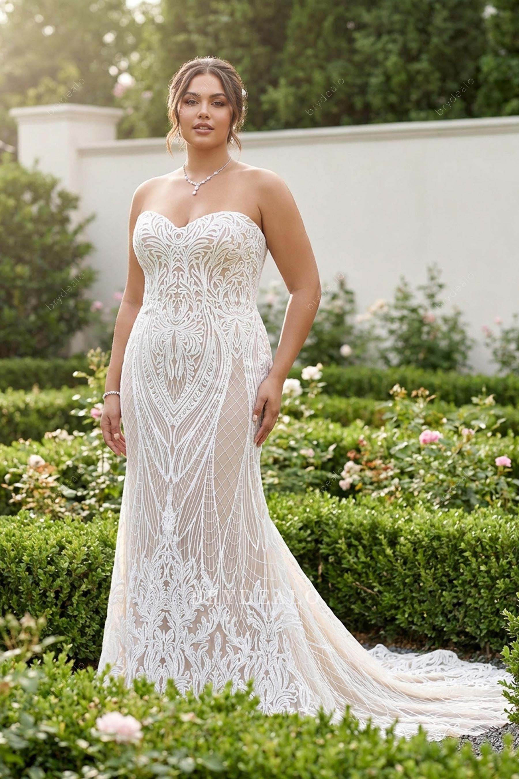 plus size boho lace wedding dress