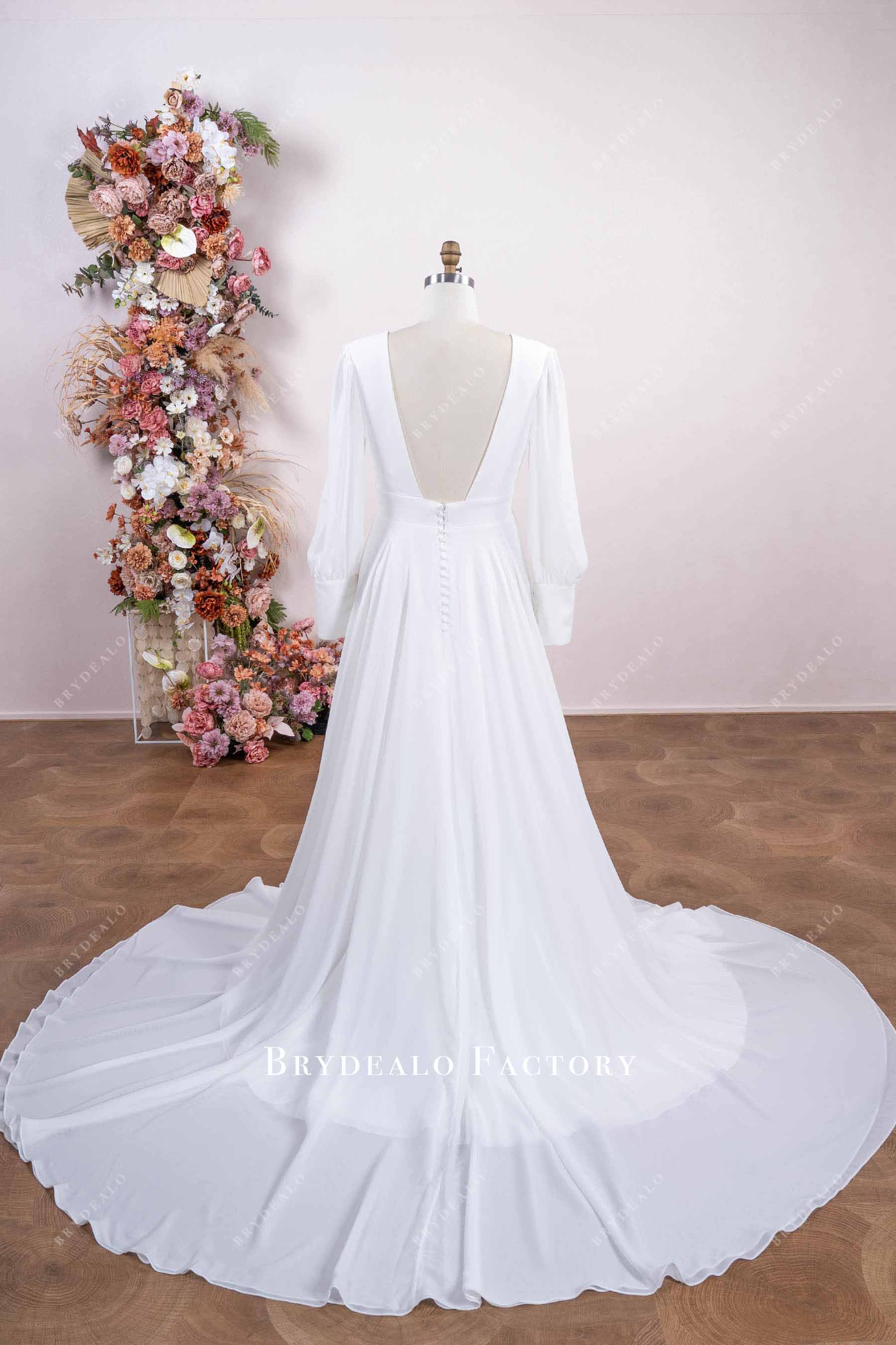 plus size chapel train chiffon wedding dress