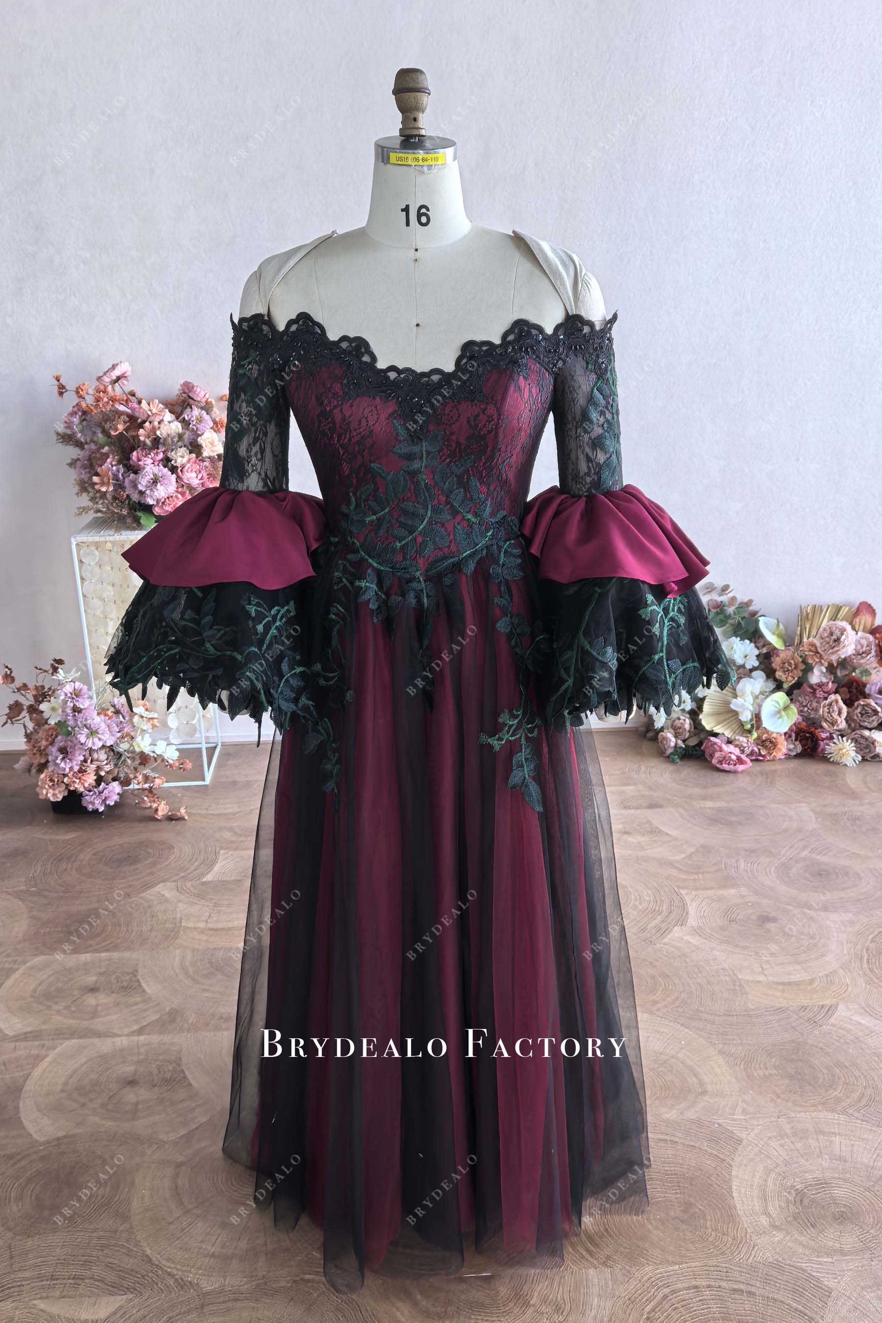 Plus Size Gothic Off Shoulder Wedding Dress