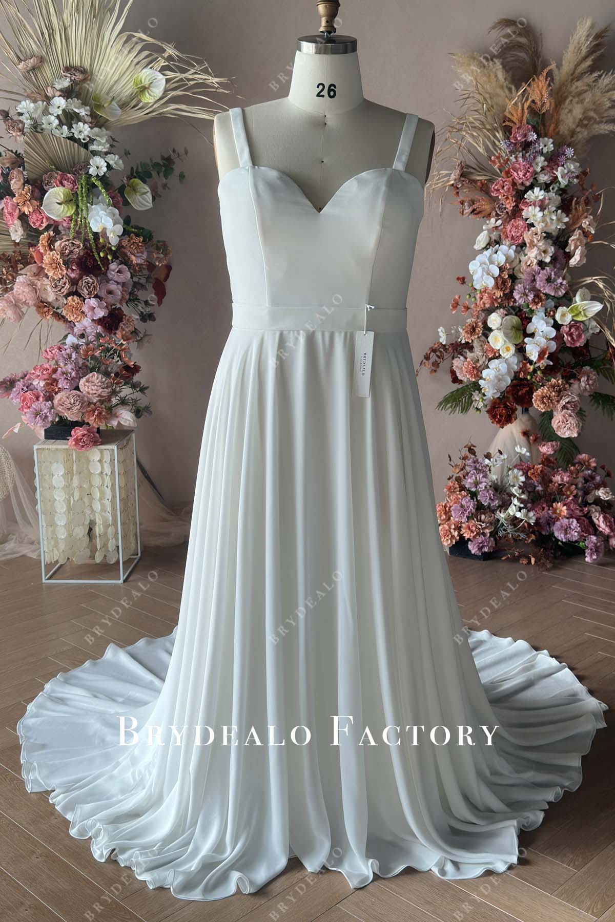 Private Label Custom Chiffon Insert Corset Wedding Dress