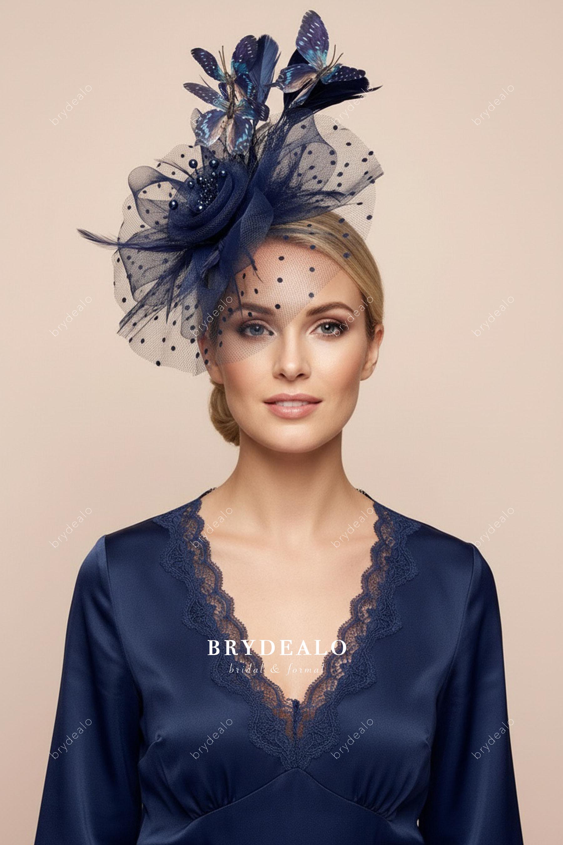 polka dot flower formal hat