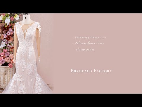 luxury shimmery lace godet wedding dress