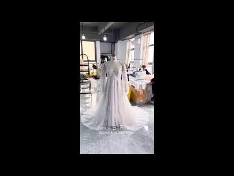 luxury shimmery lace bell sleeve maternity wedding dress
