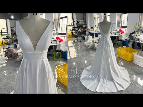 wholesale elegant crepe A-line wedding dress