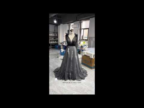 two-tone black beach wedding dress