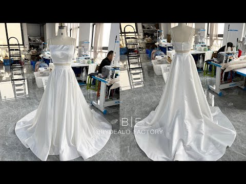 wholesale double straps straight across neck satin wedding dress