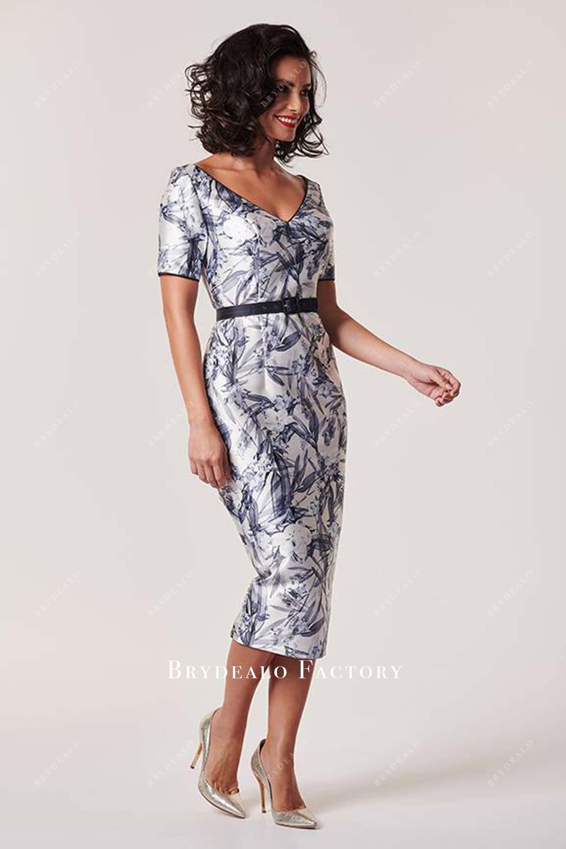 print pencil mother of bride dress
