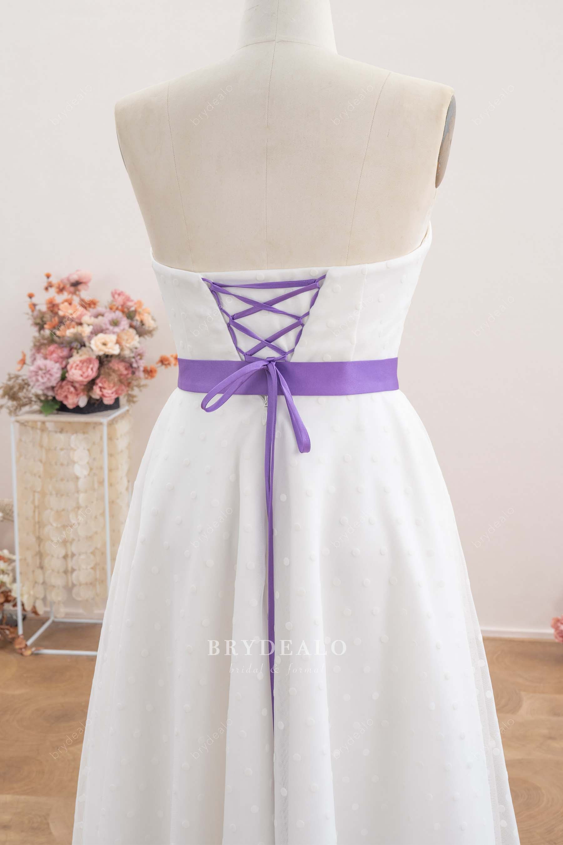 Retro Polka Dot Sweetheart Neck Tea Length Wedding Dress