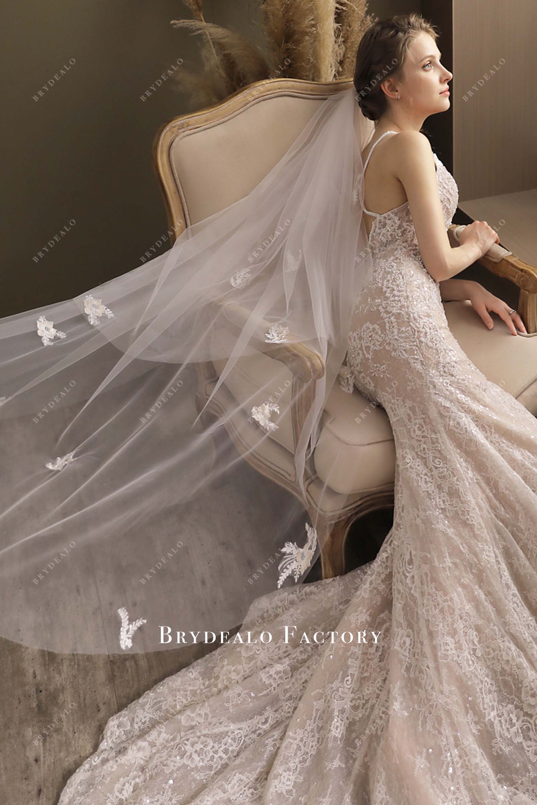 raw cut bridal veil