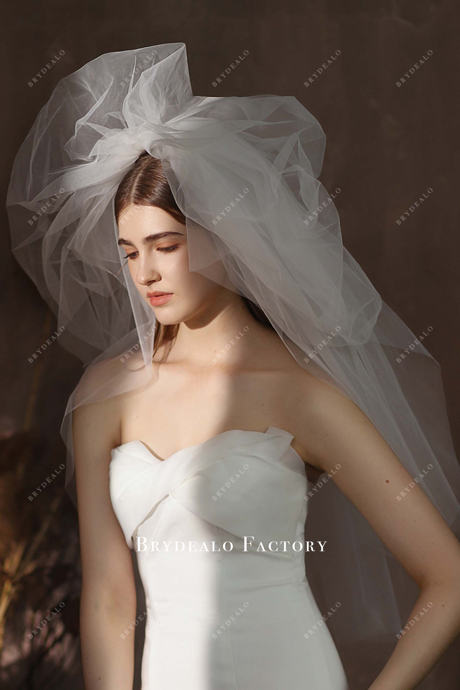 raw cut tulle bridal veil