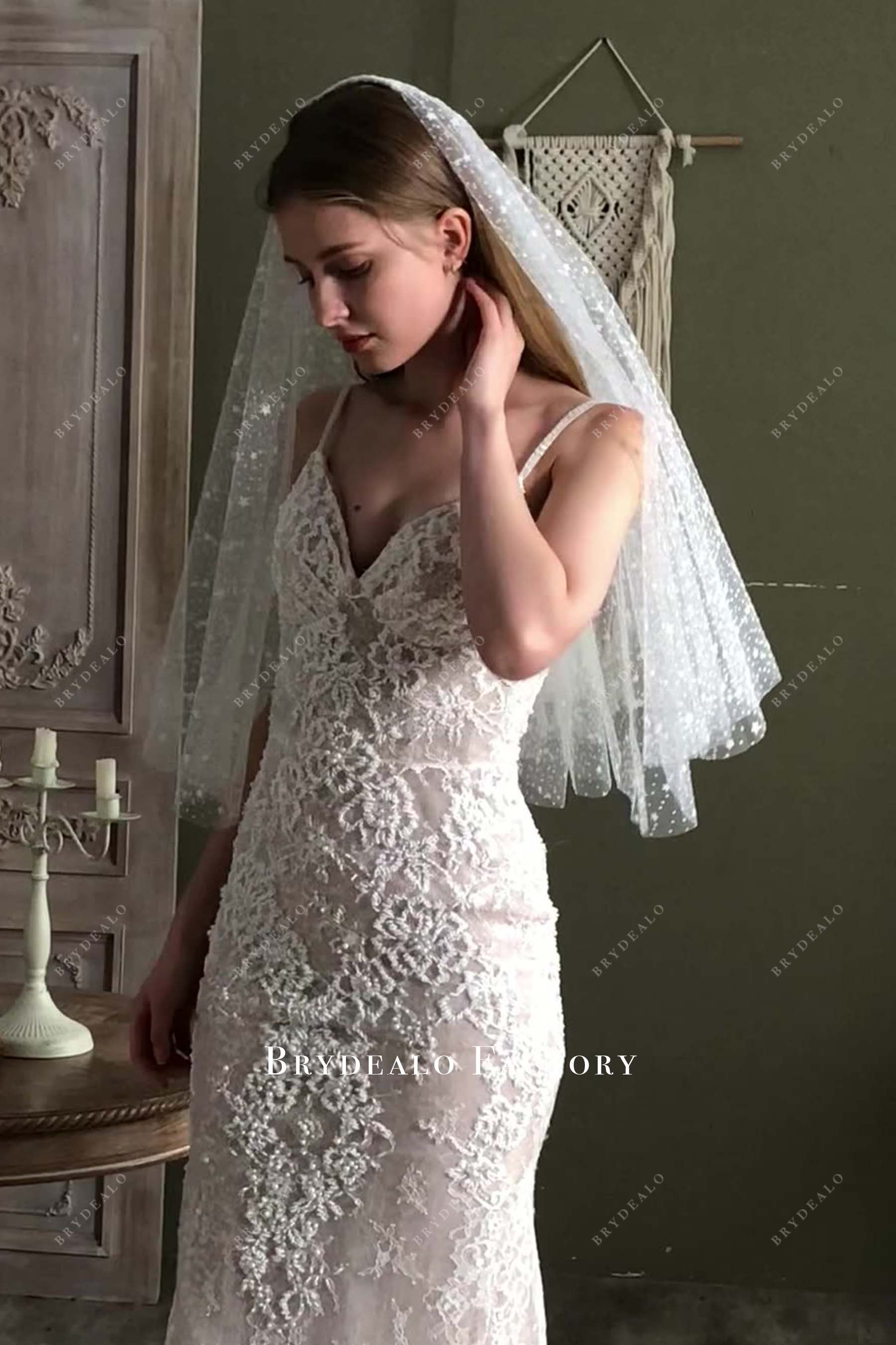 raw cut two tier tulle bridal veil