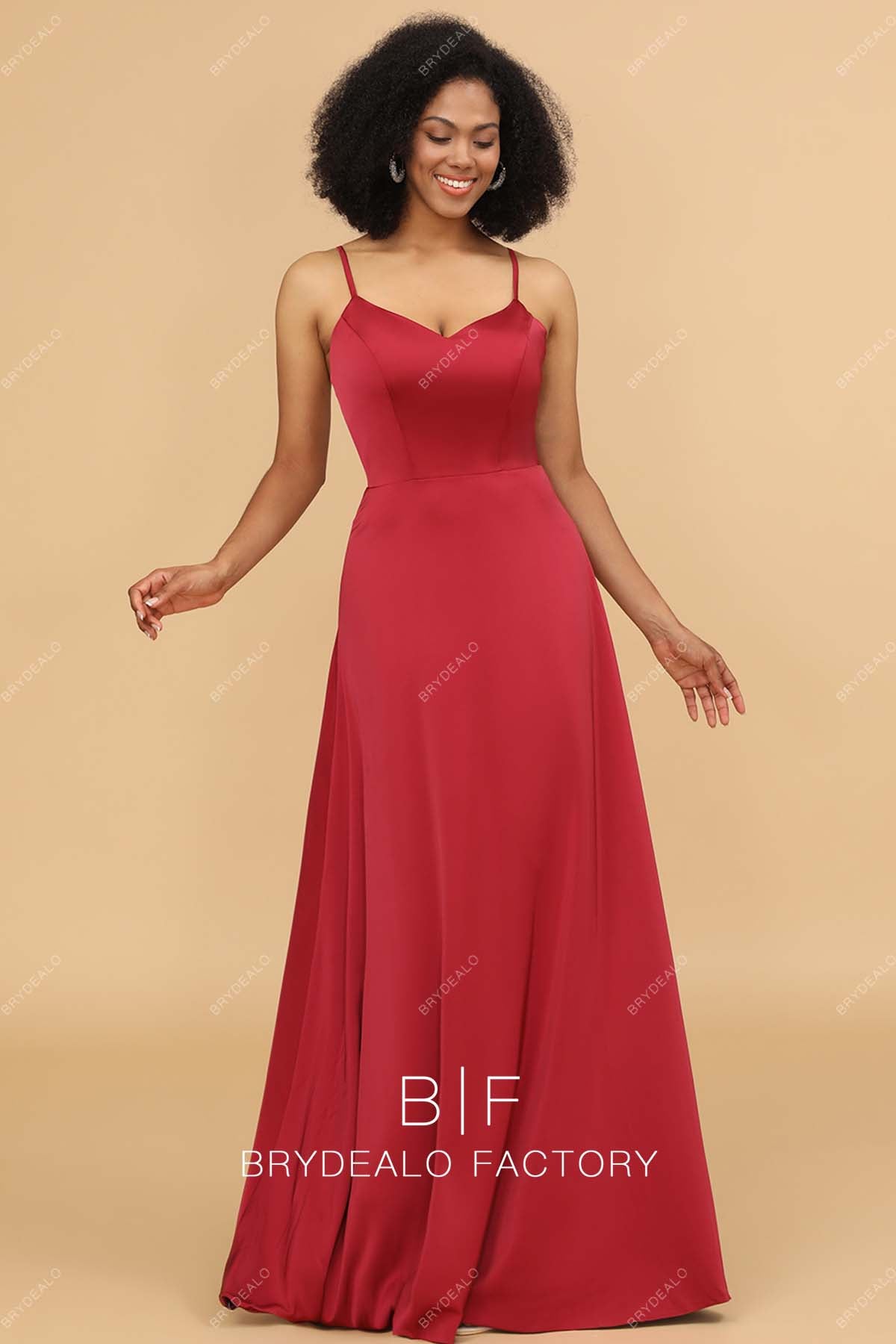 Red Charmeuse Spaghetti Straps A-line Bridesmaid Dress Red Charmeuse Spaghetti Straps A-line Bridesmaid Dress