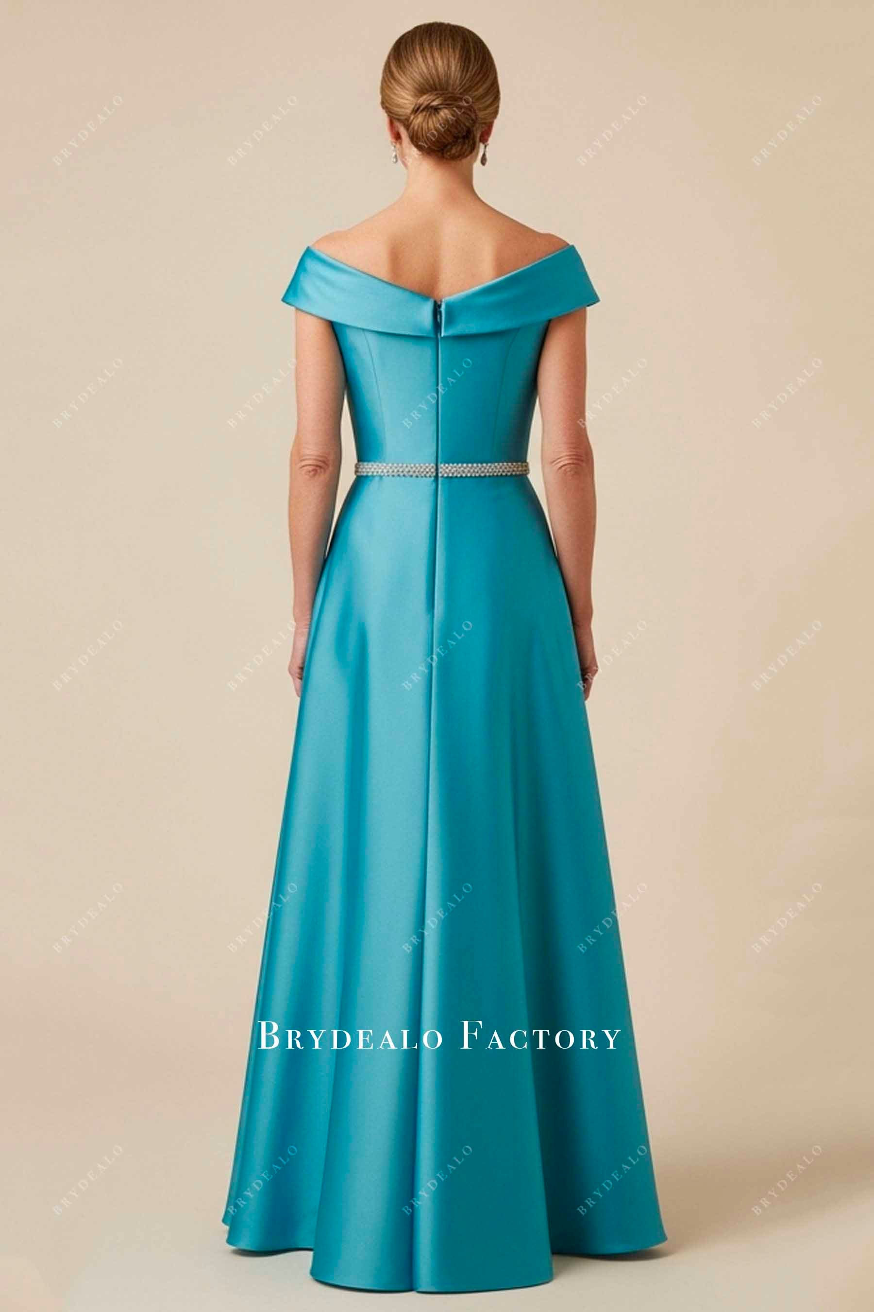rhinestone belt satin formal dress