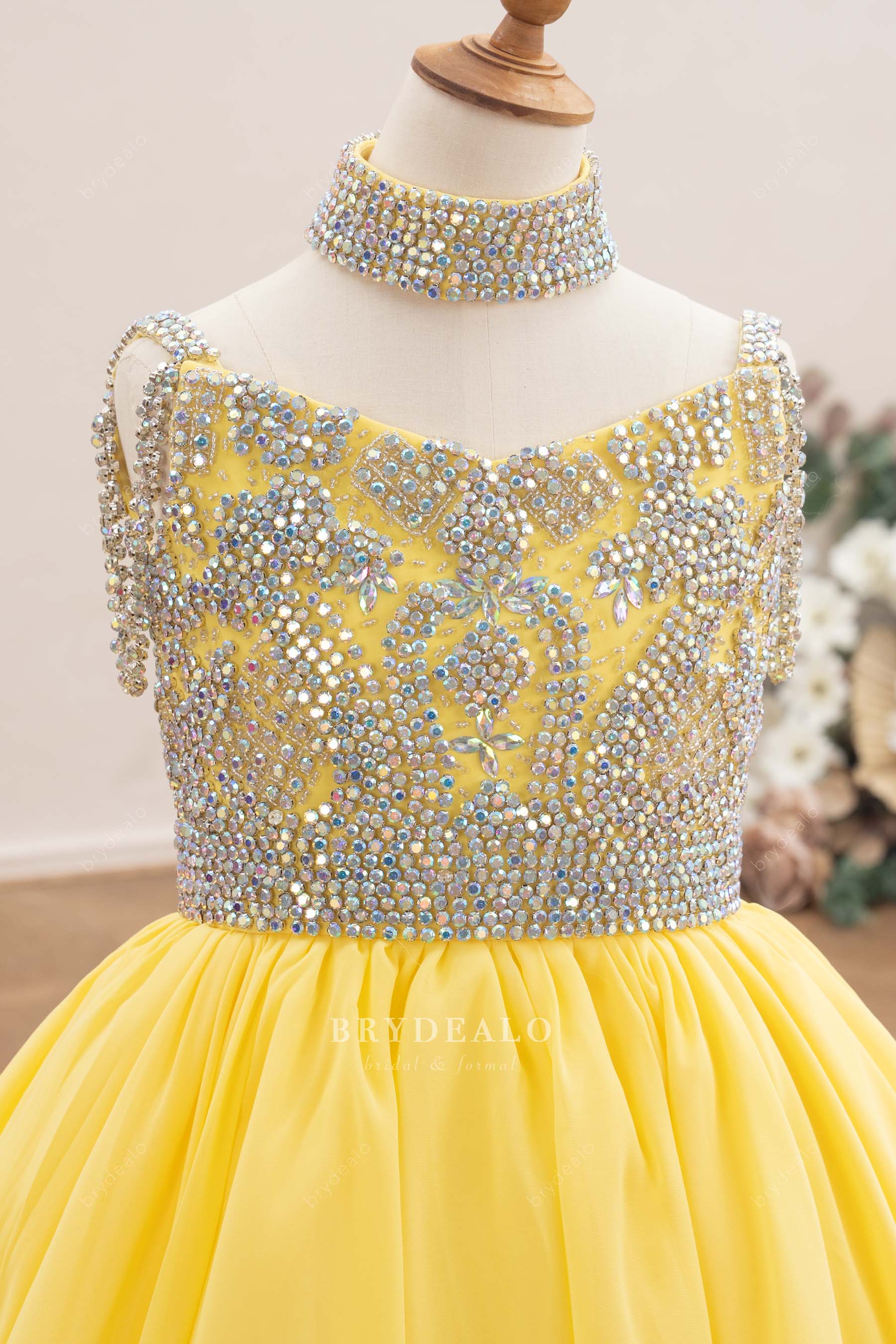 rhinestone choker teen pageant gown
