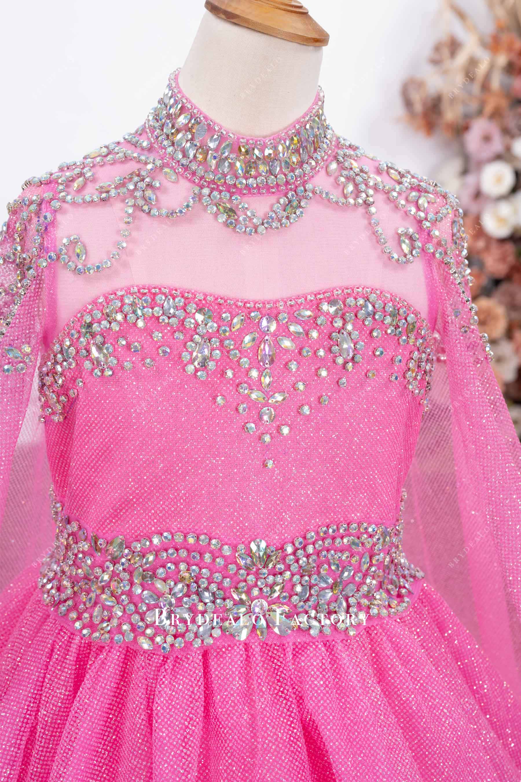 rhinestone high neck pageant dress
