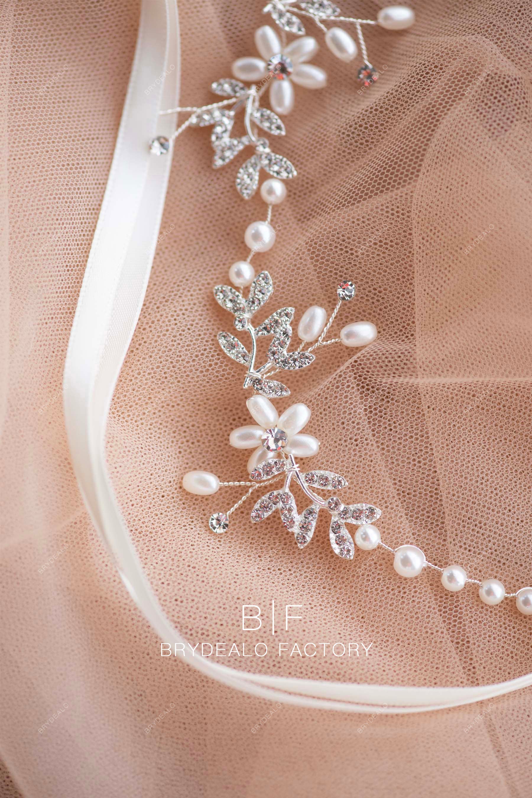 rhinestone pearl bridal headpiece