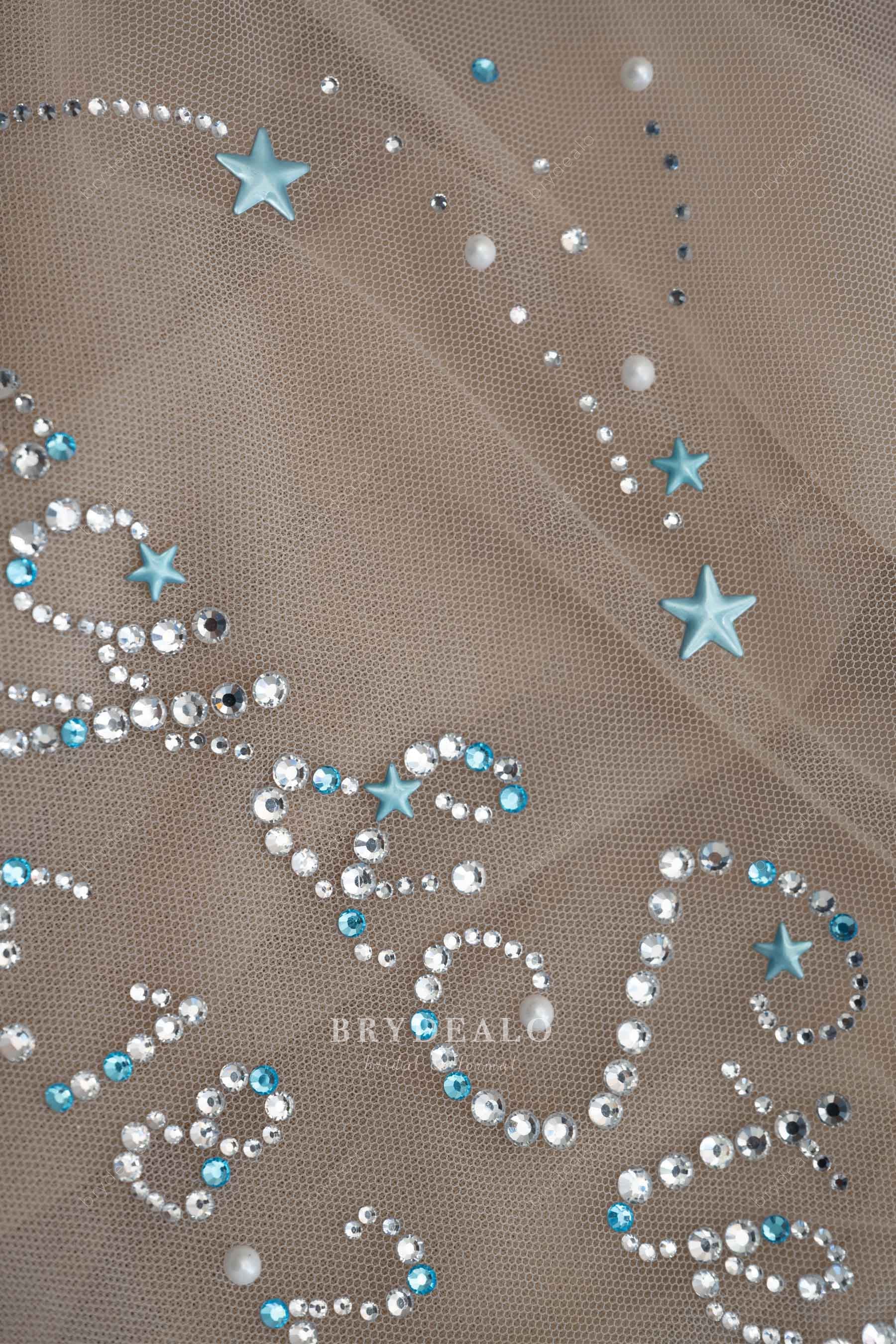 rhinestone pearls stars wedding veil