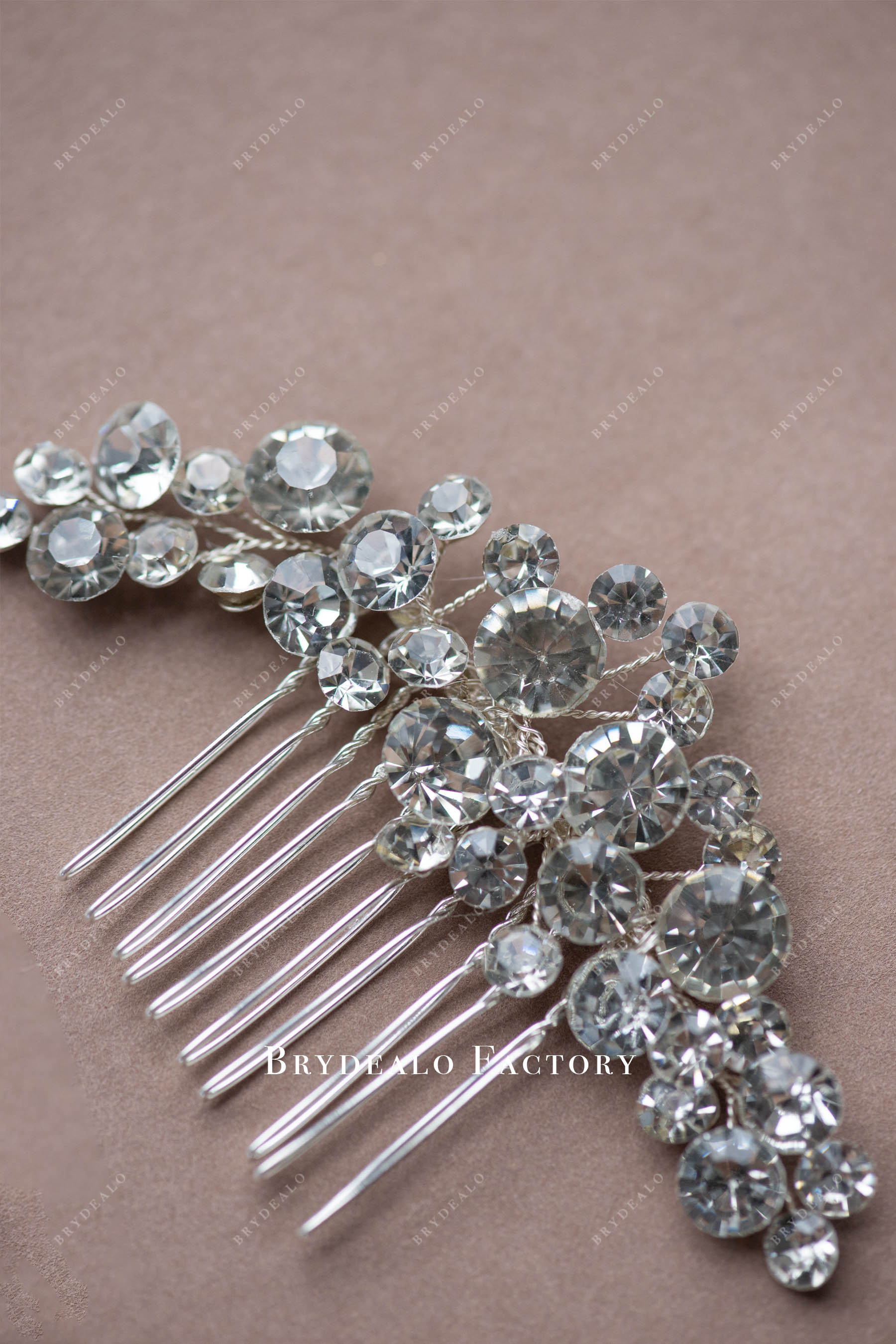 High Quality Rhinestone Silver Bridal Hair Comb Clips Set