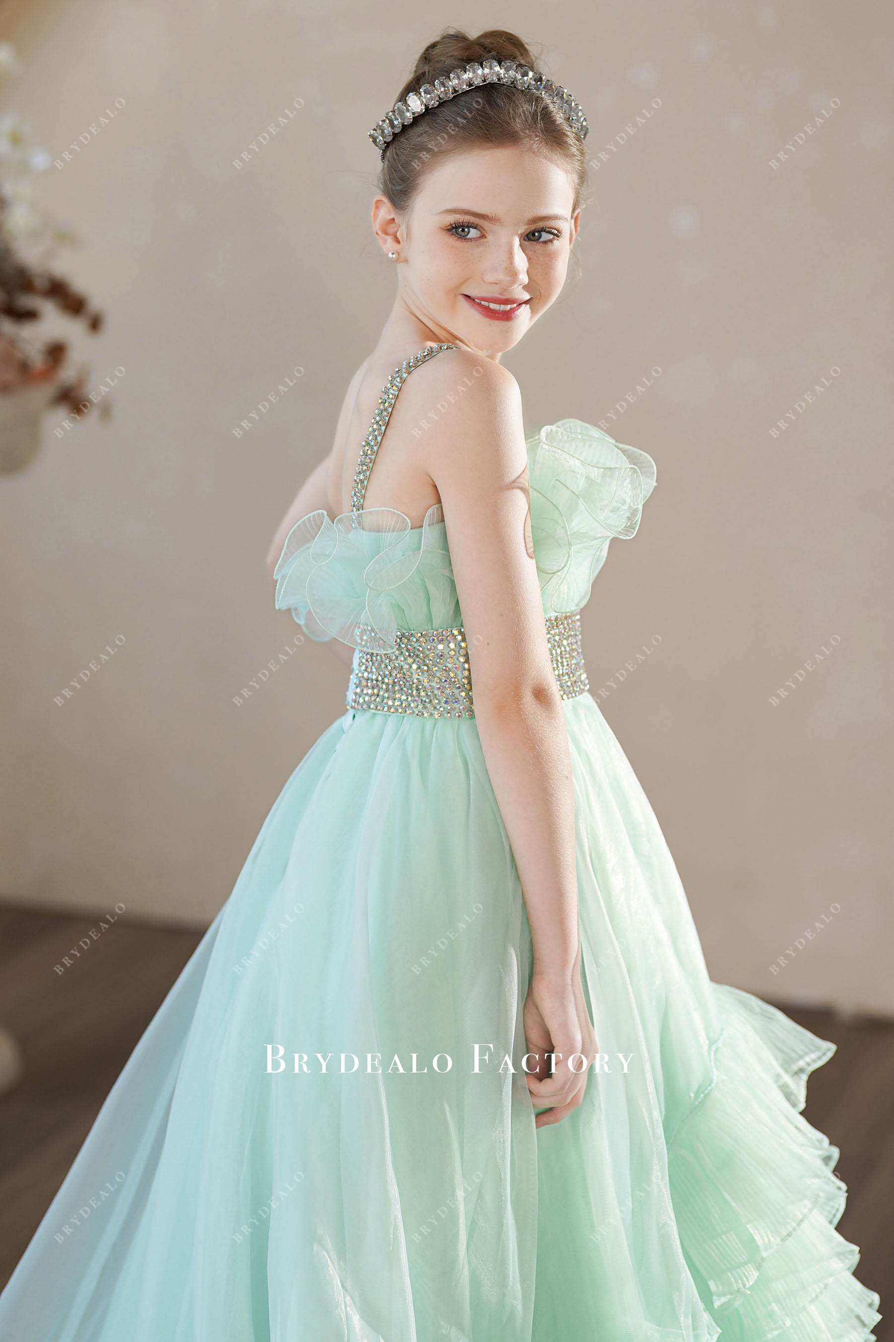 rhinestone straps junior pageant dress