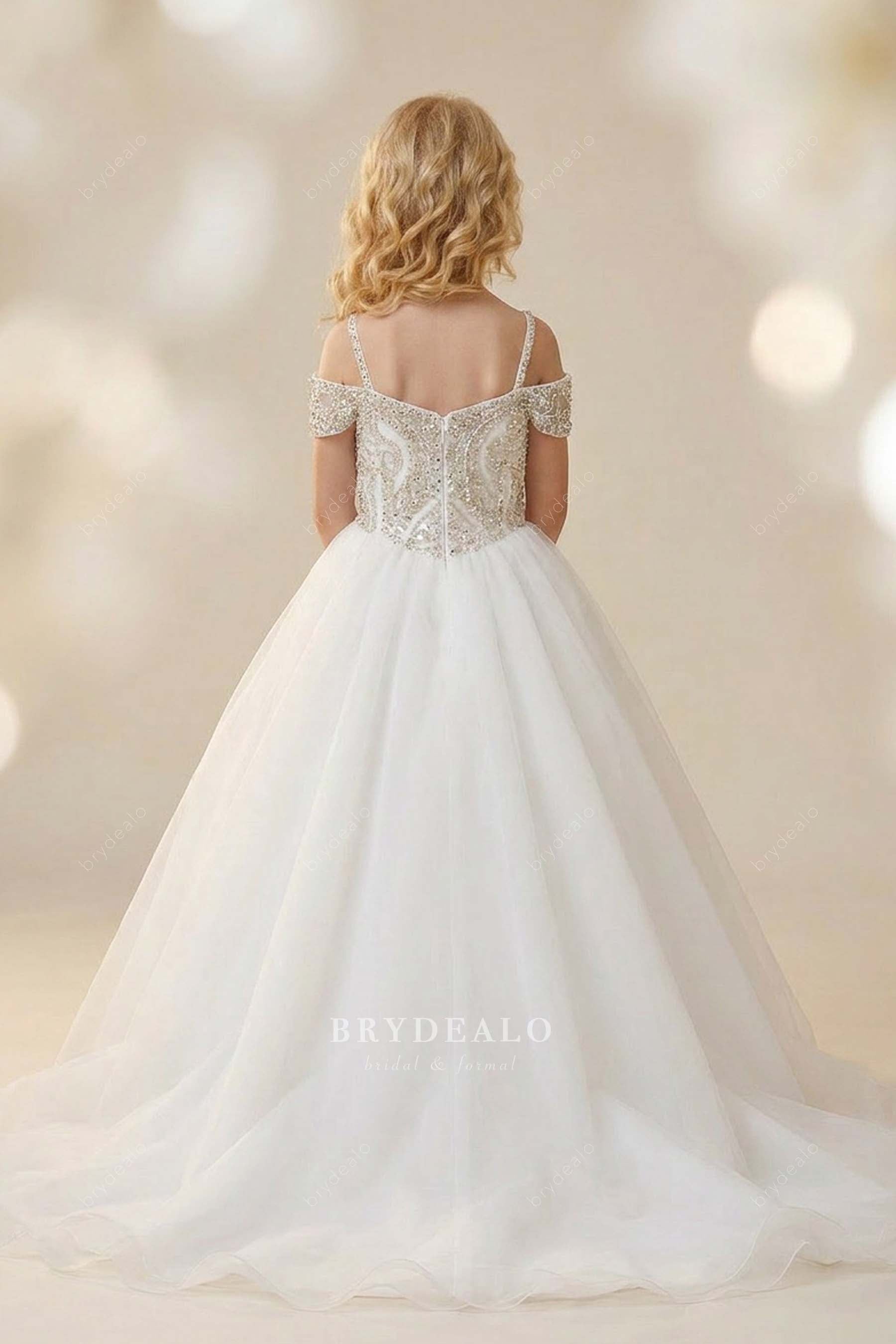 rhinestone straps long first communion dress