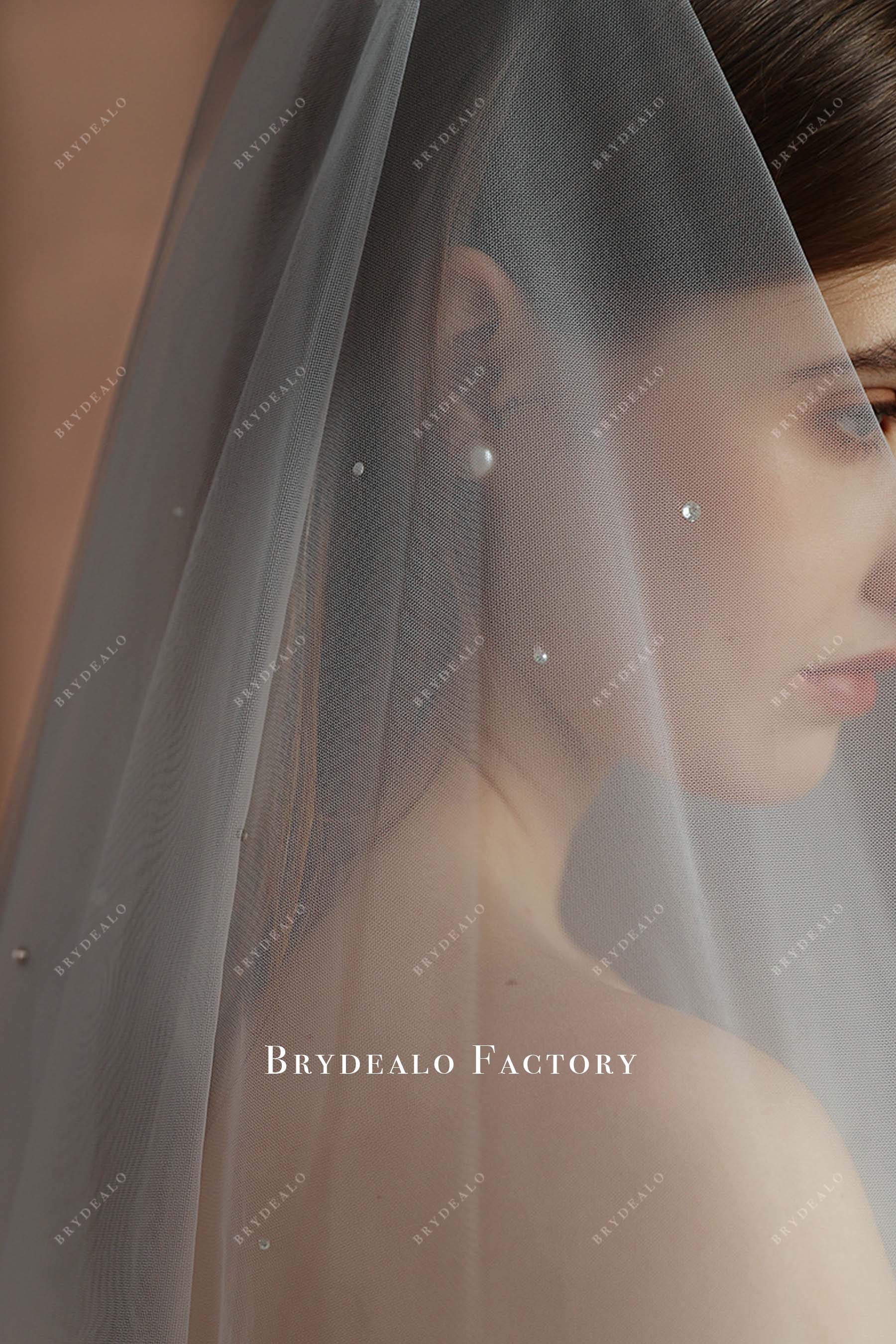 rhinestone tulle bridal veil