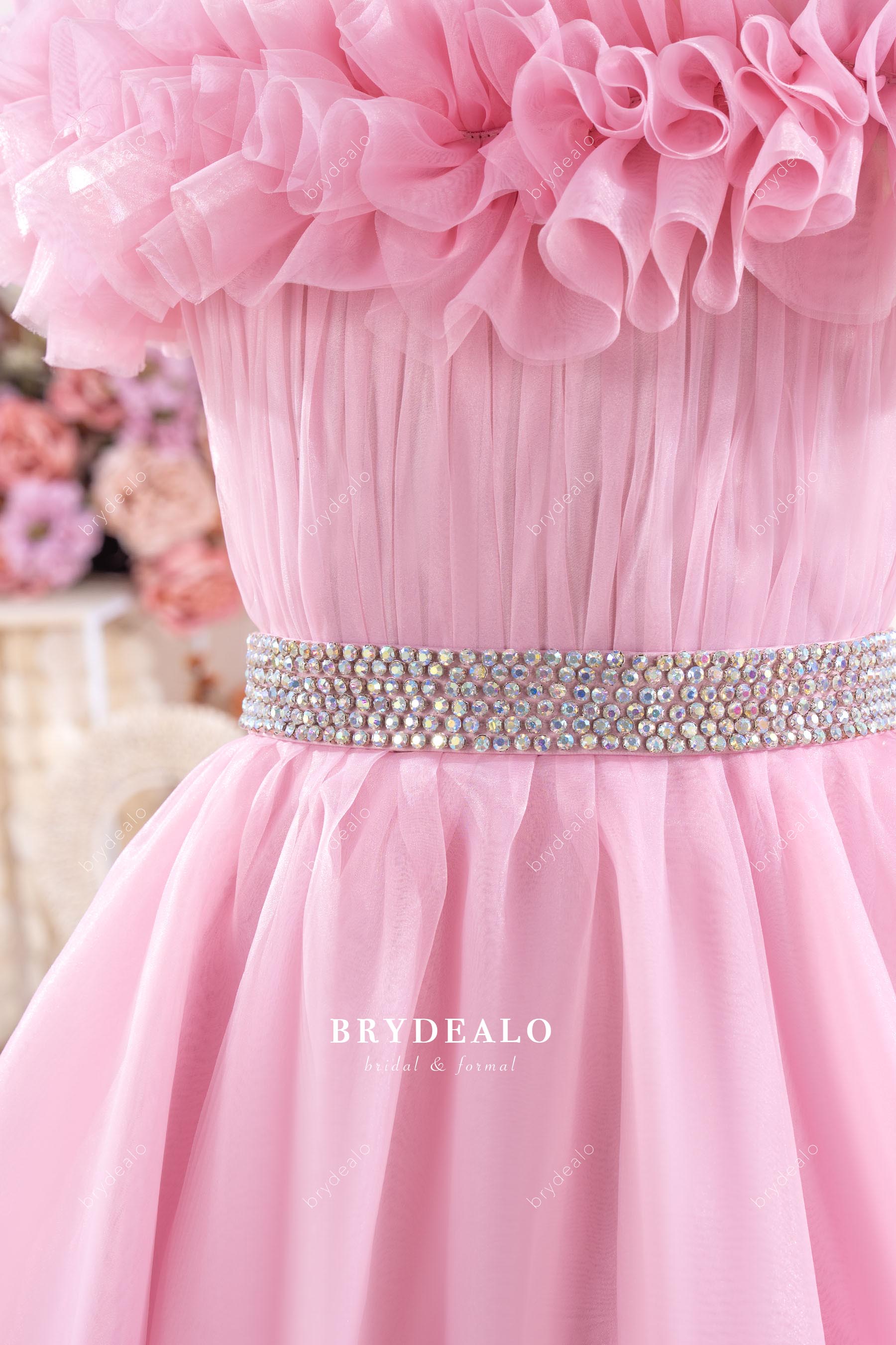 rhinestone waistband girl pageant gown
