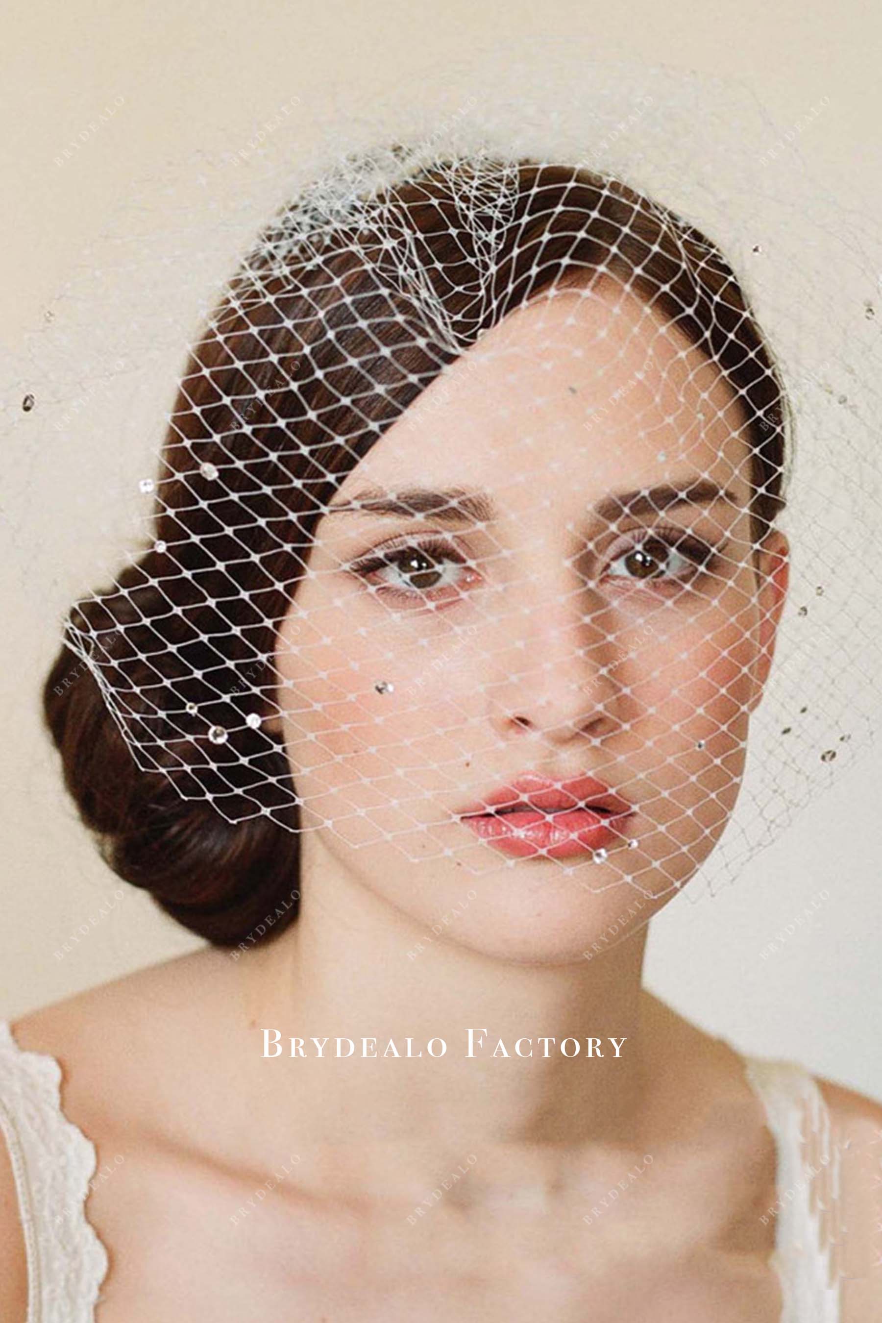 rhinestones birdcage bridal veil