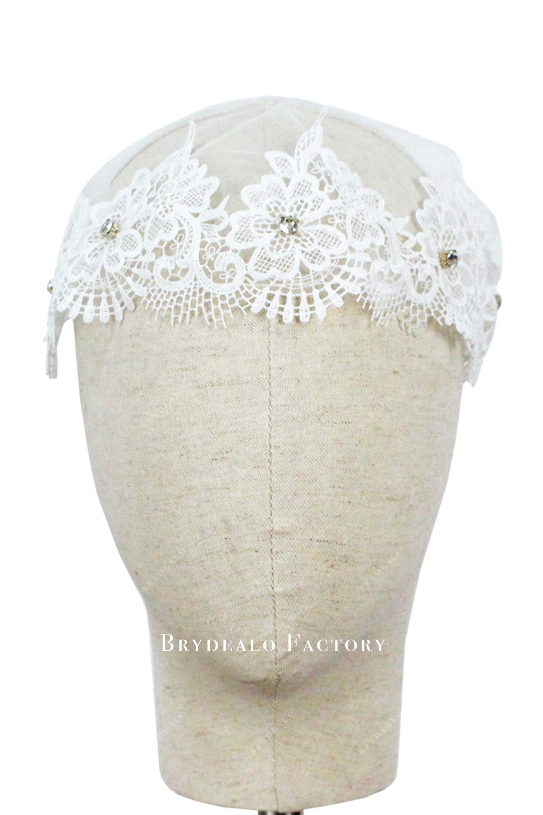 rhinestones lace edge bridal veil