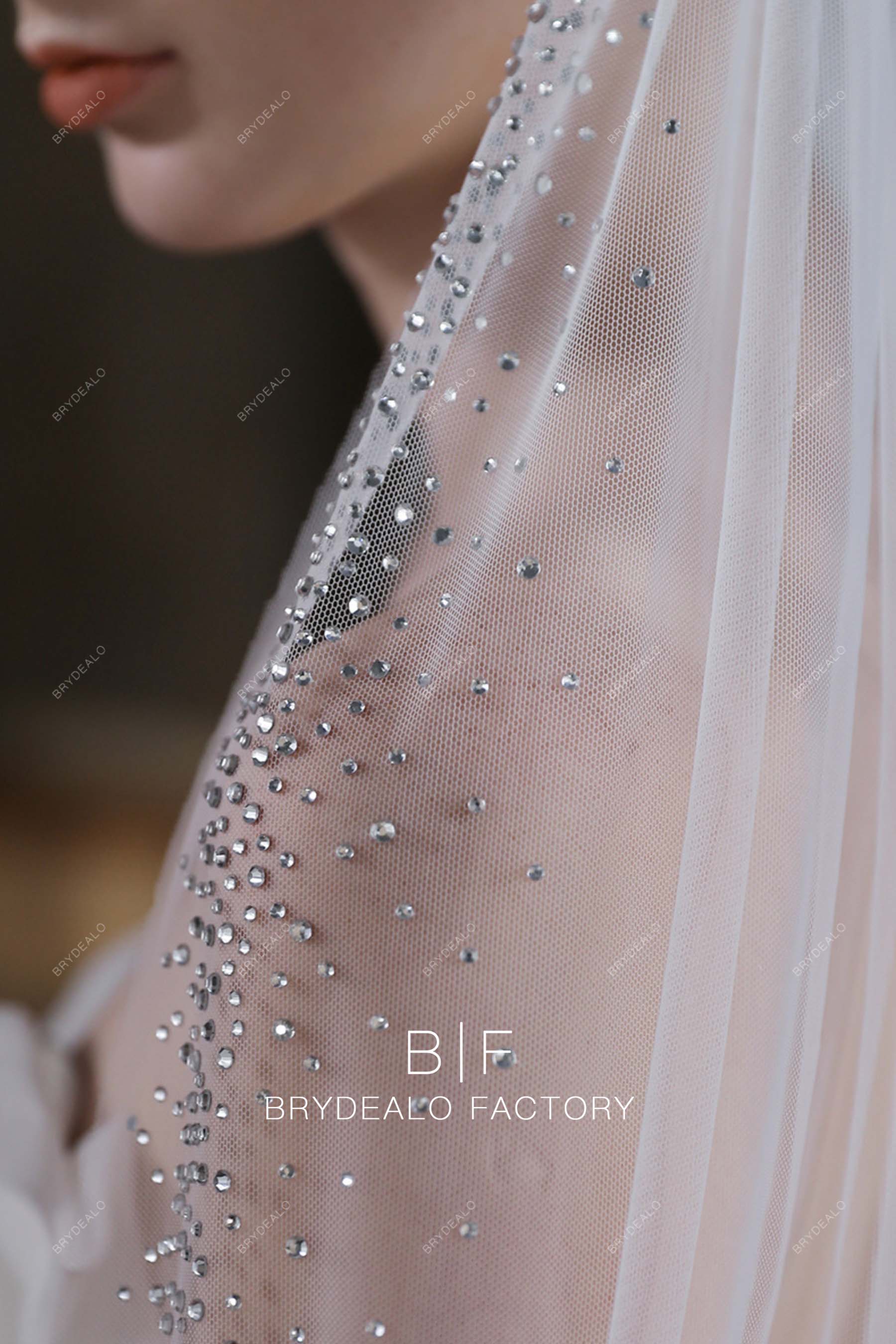 Rhinestones Scattered Single-tier Bridal Veil