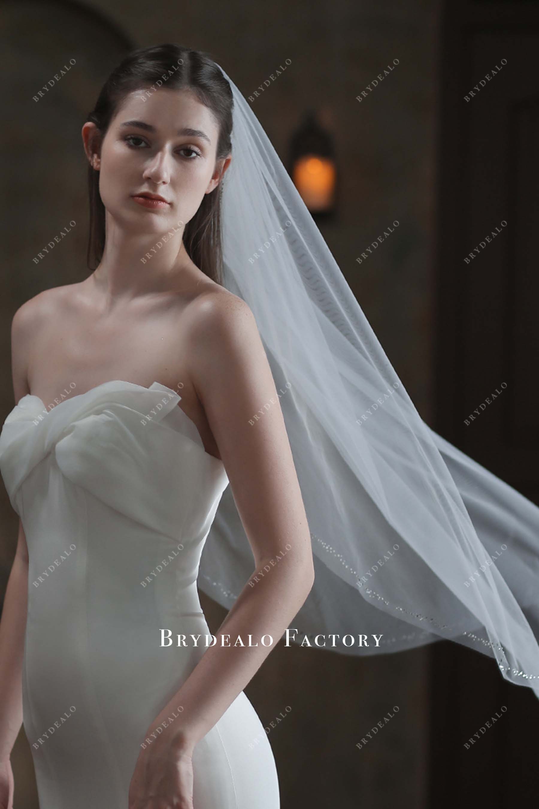 rhinestones raw cut bridal veil