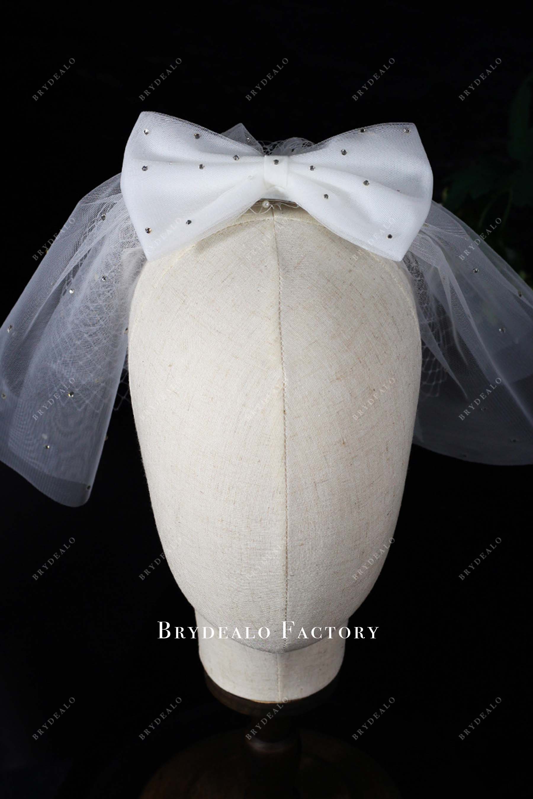 rhinestones tulle net bridal veil