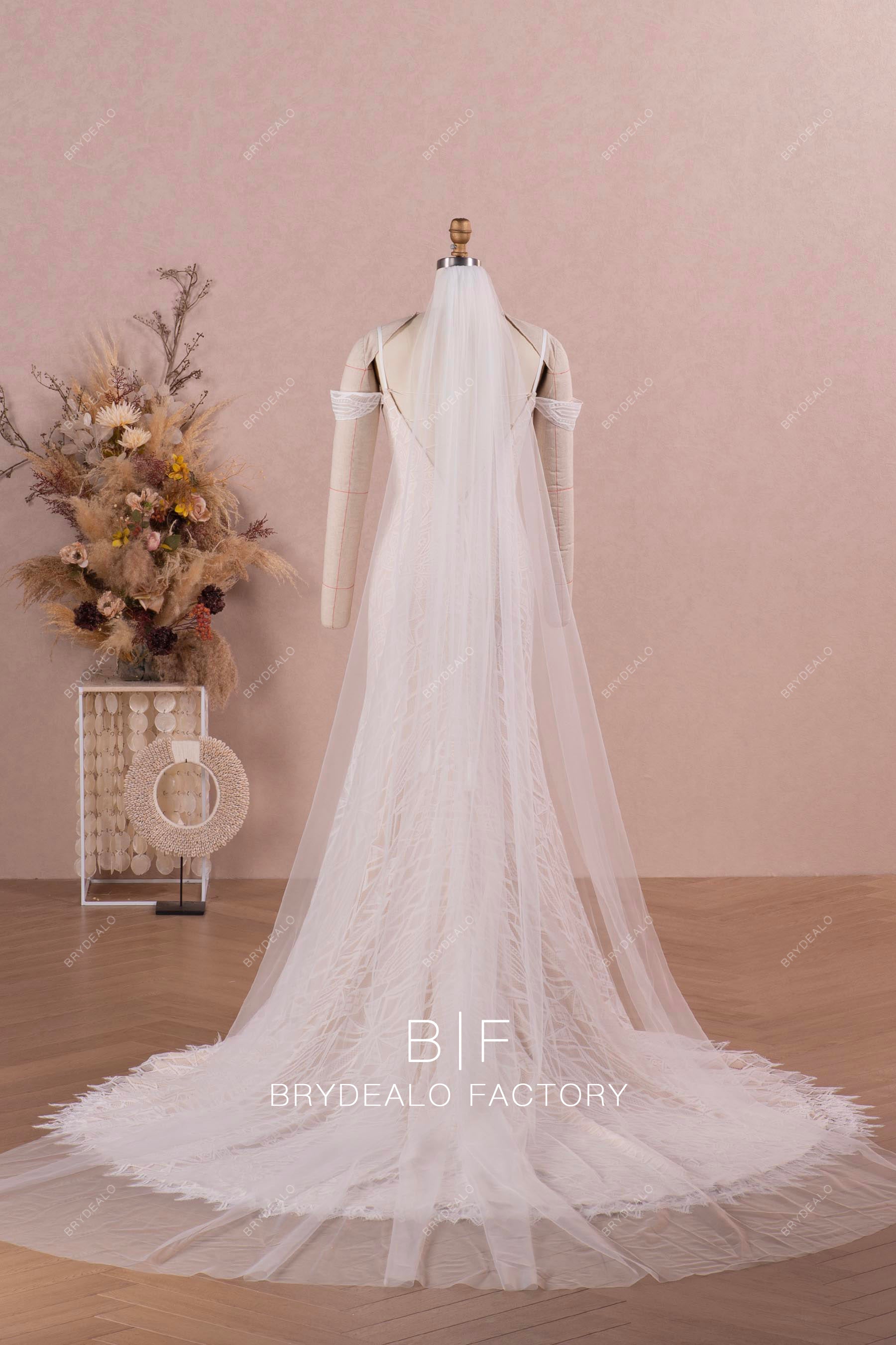 romantic boho wedding dress with matching veil