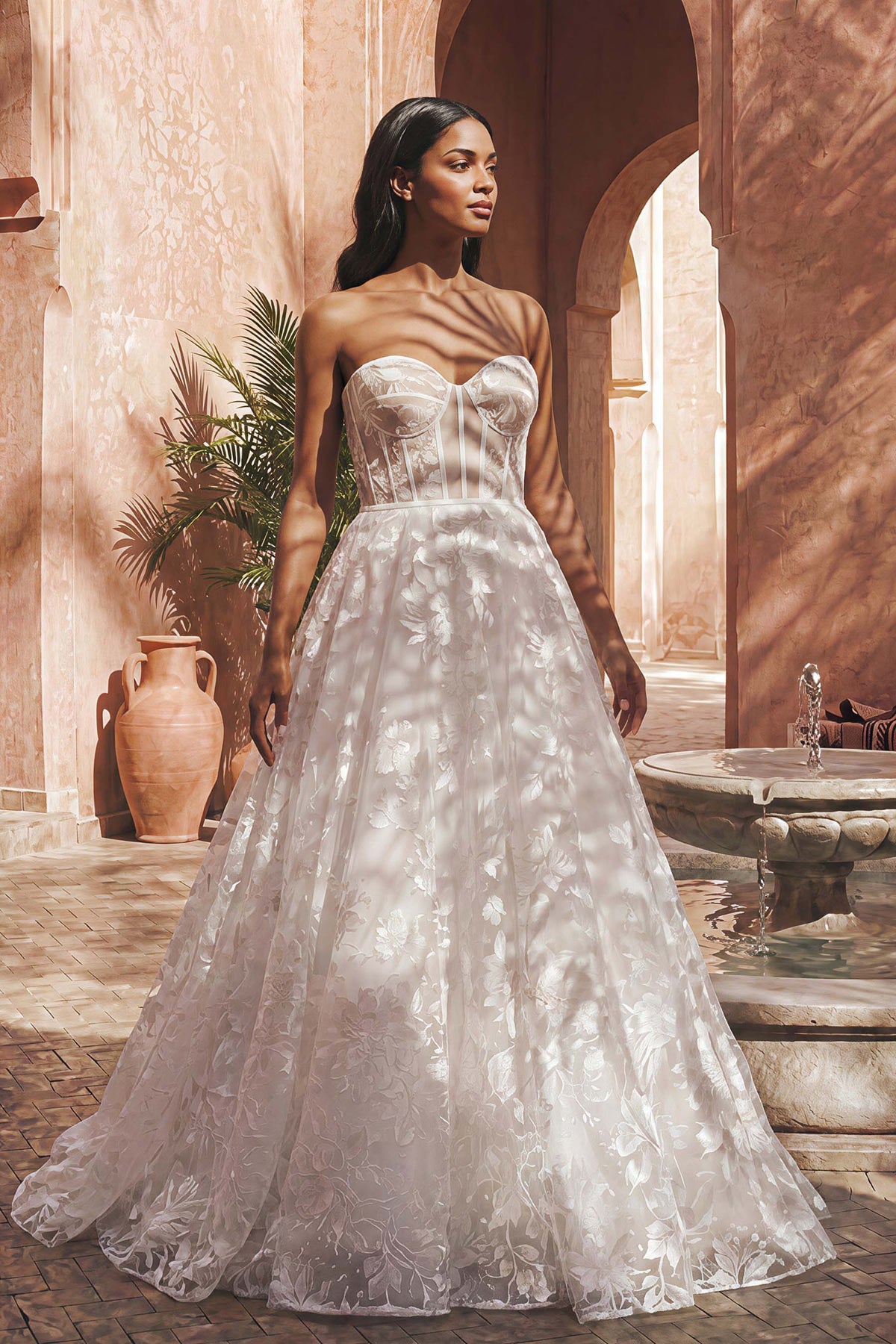 romantic flower lace wedding dress