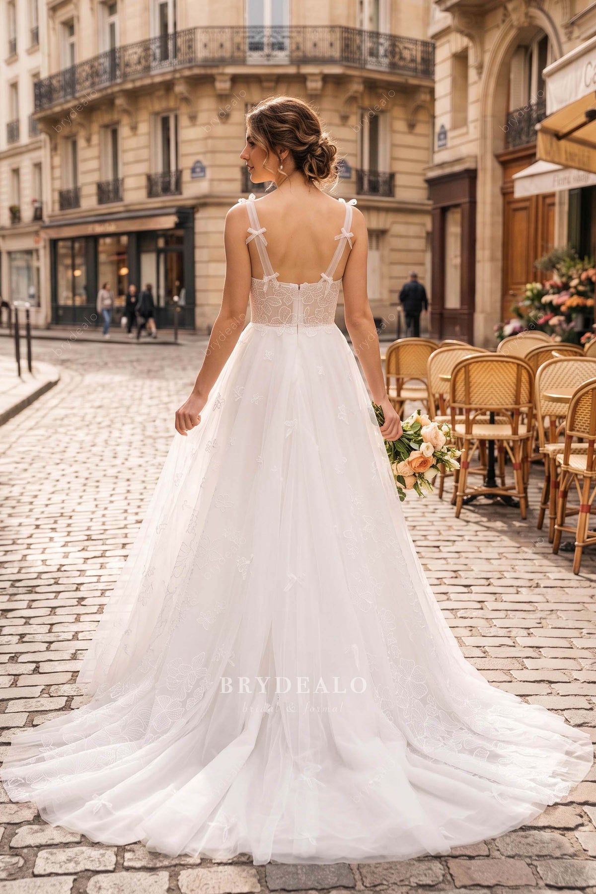 romantic flower lace wedding dress