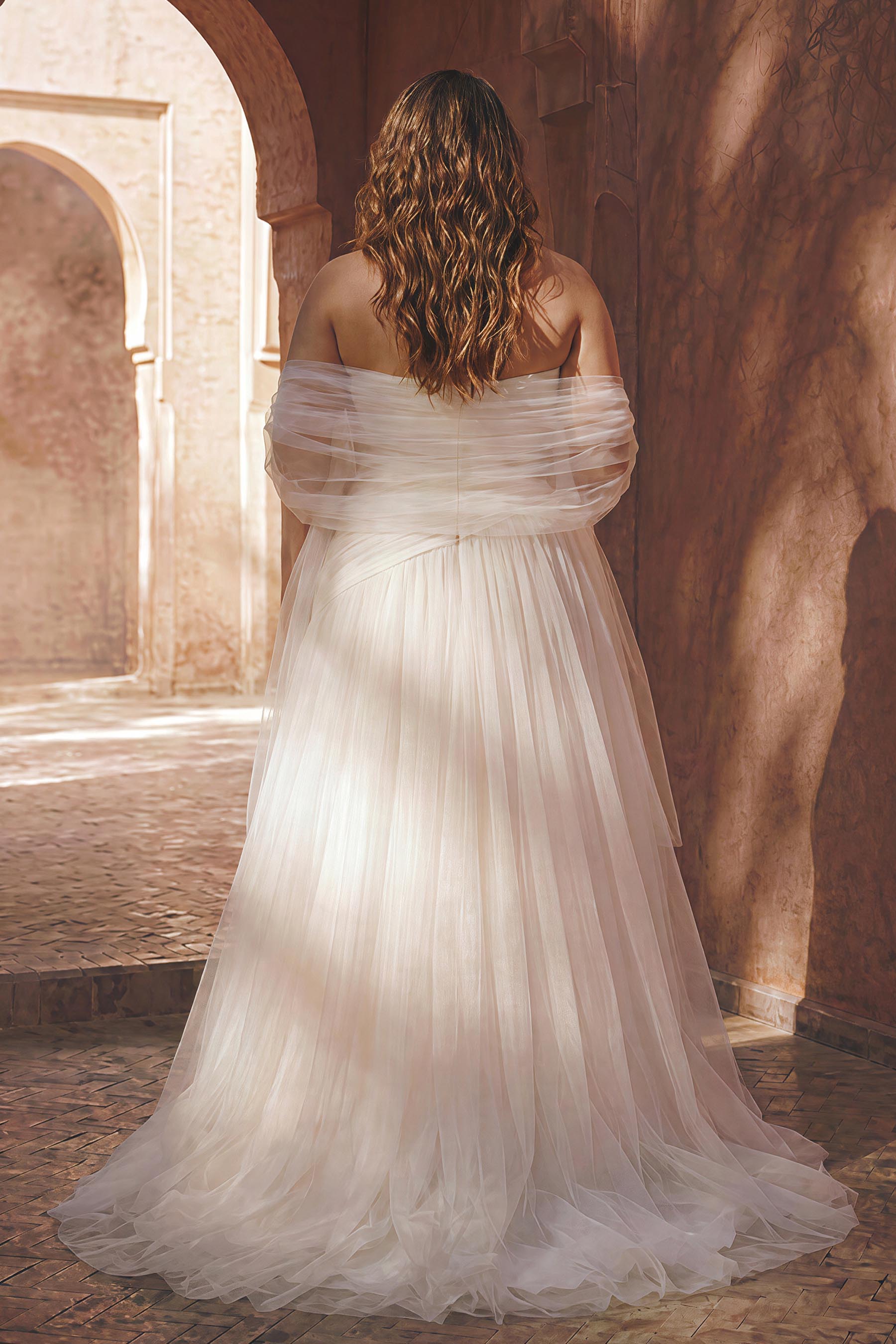 romantic tulle wrap Aline wedding dress