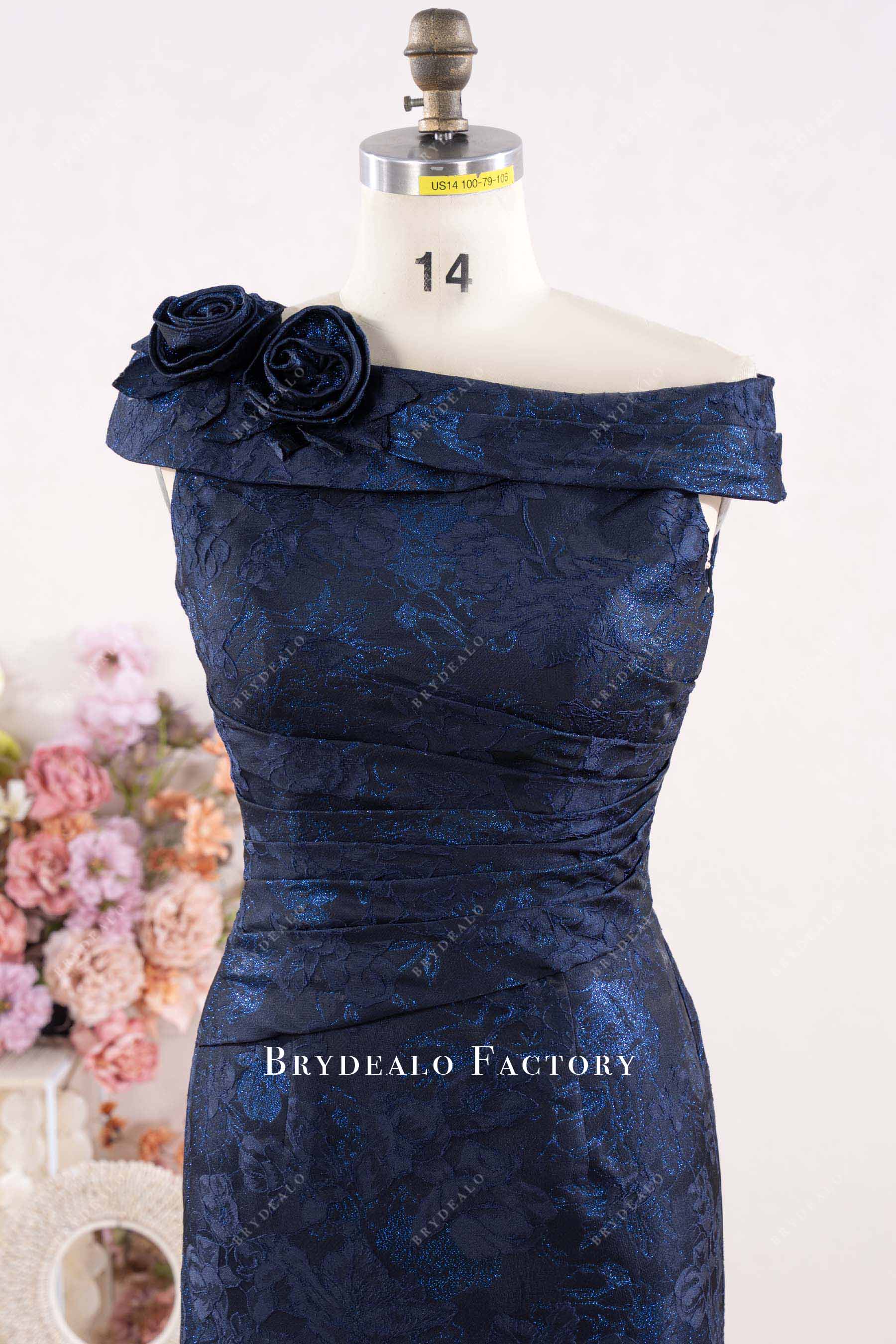 rose flower shoulder formal dress