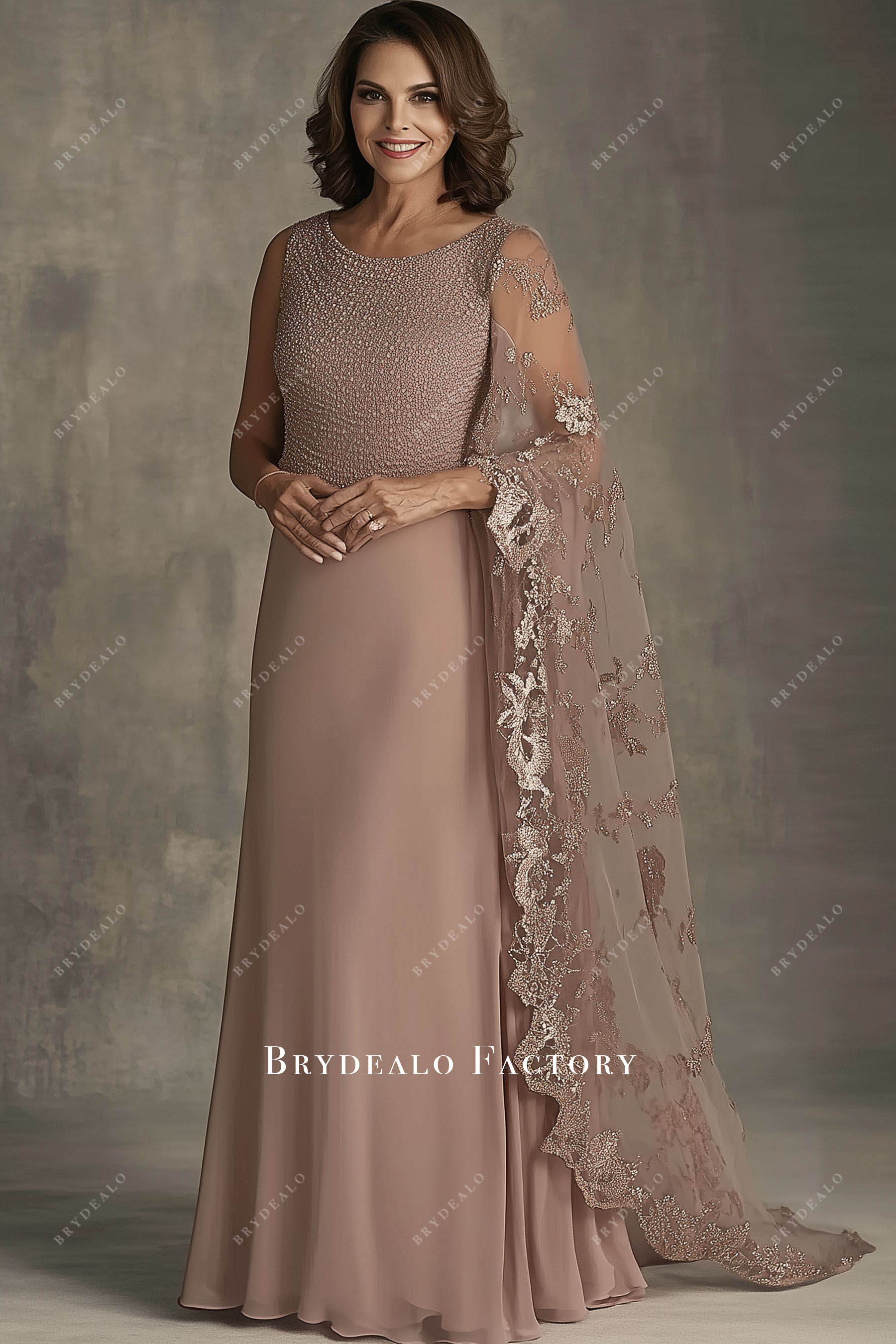 Mother of the bride dresses rose fashion gold color