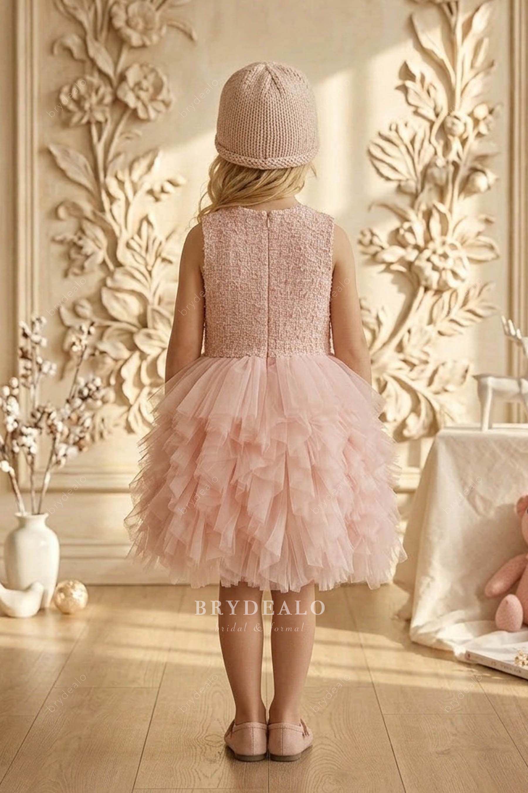 ruffled tulle kids birthday dress