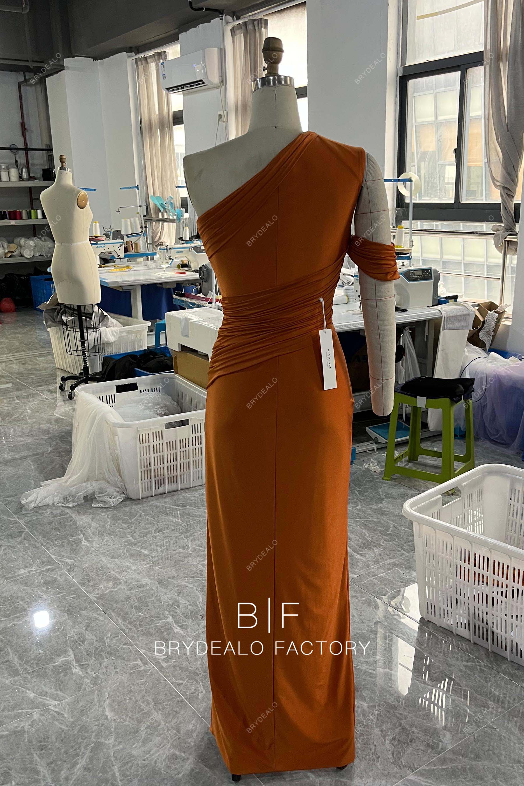 Custom Jersey Asymmetrical Neck Column Dress