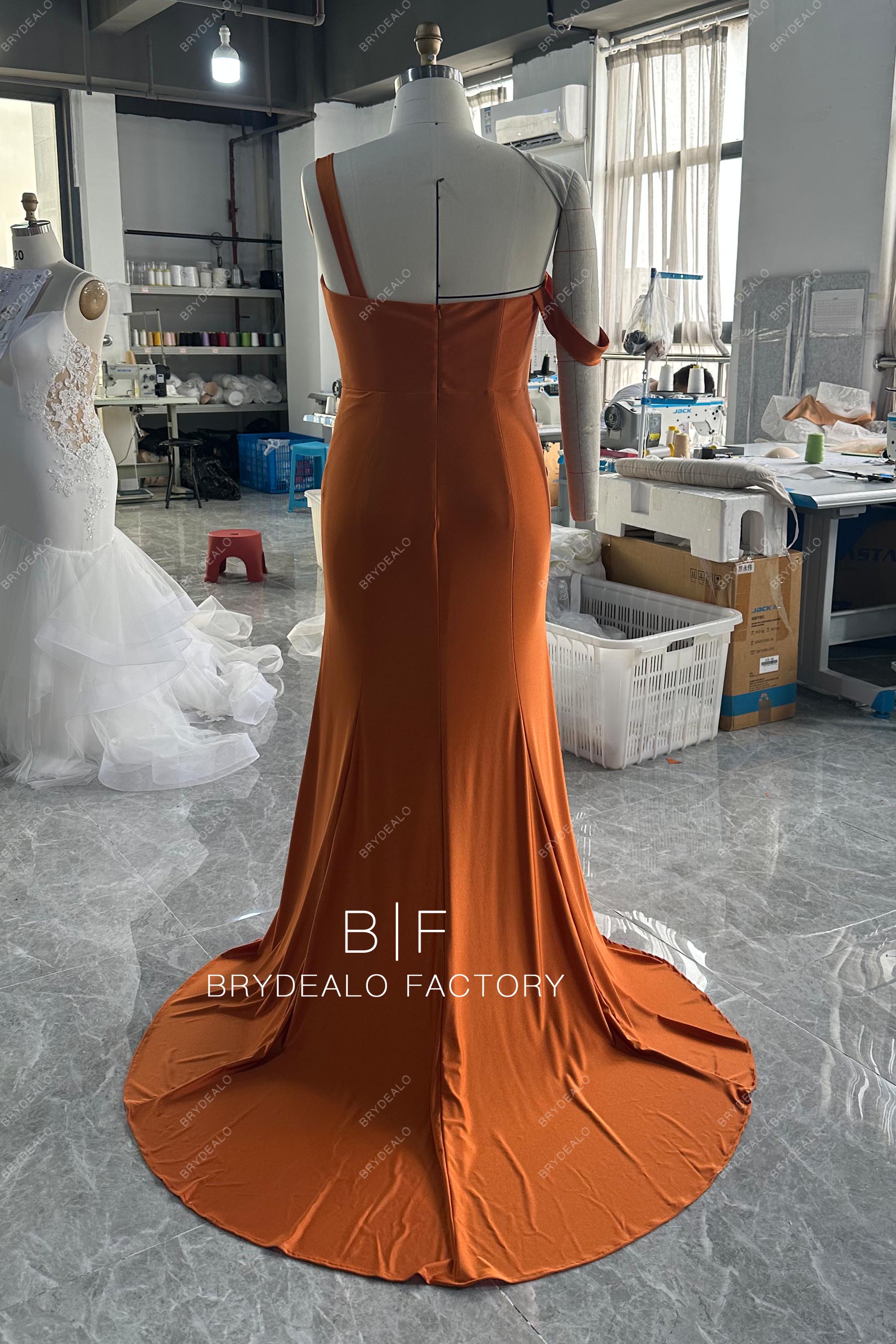 Rusty Jersey Mermaid Bridesmaid Dress