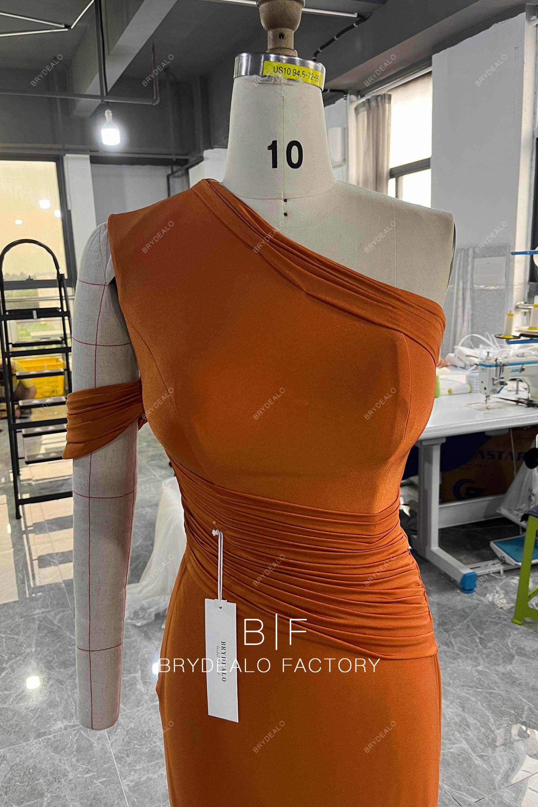 Private Lable Jersey Asymmetrical Neck Column Dress