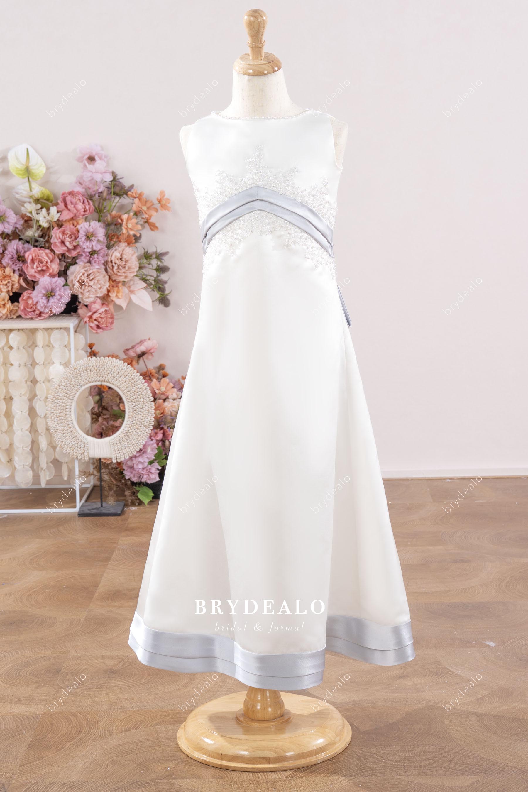 satin empire waist flower girl dress