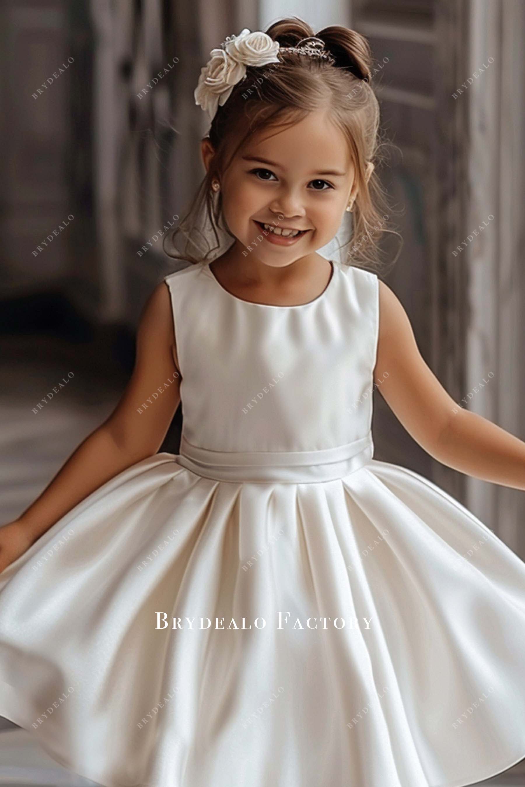 Elegant Satin Sleeveless Tea Length Flower Girl Dress Elegant Satin Sleeveless Tea Length Flower Girl Dress