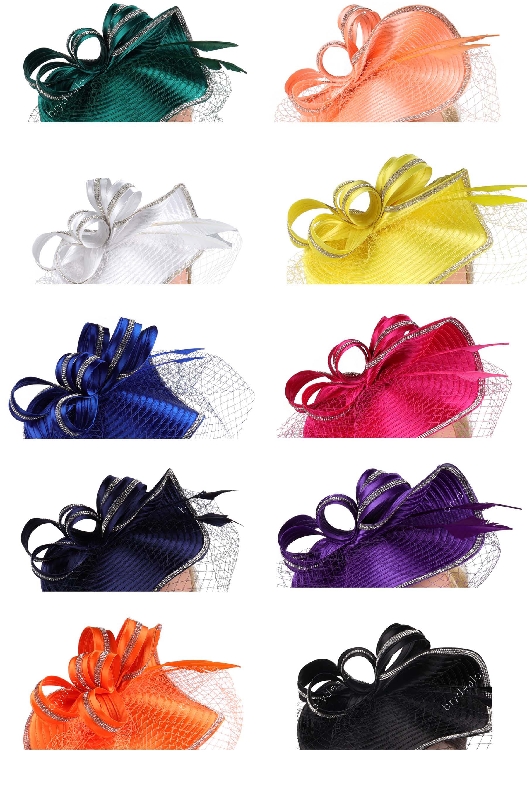 satin rhinestone chain fascinator hat