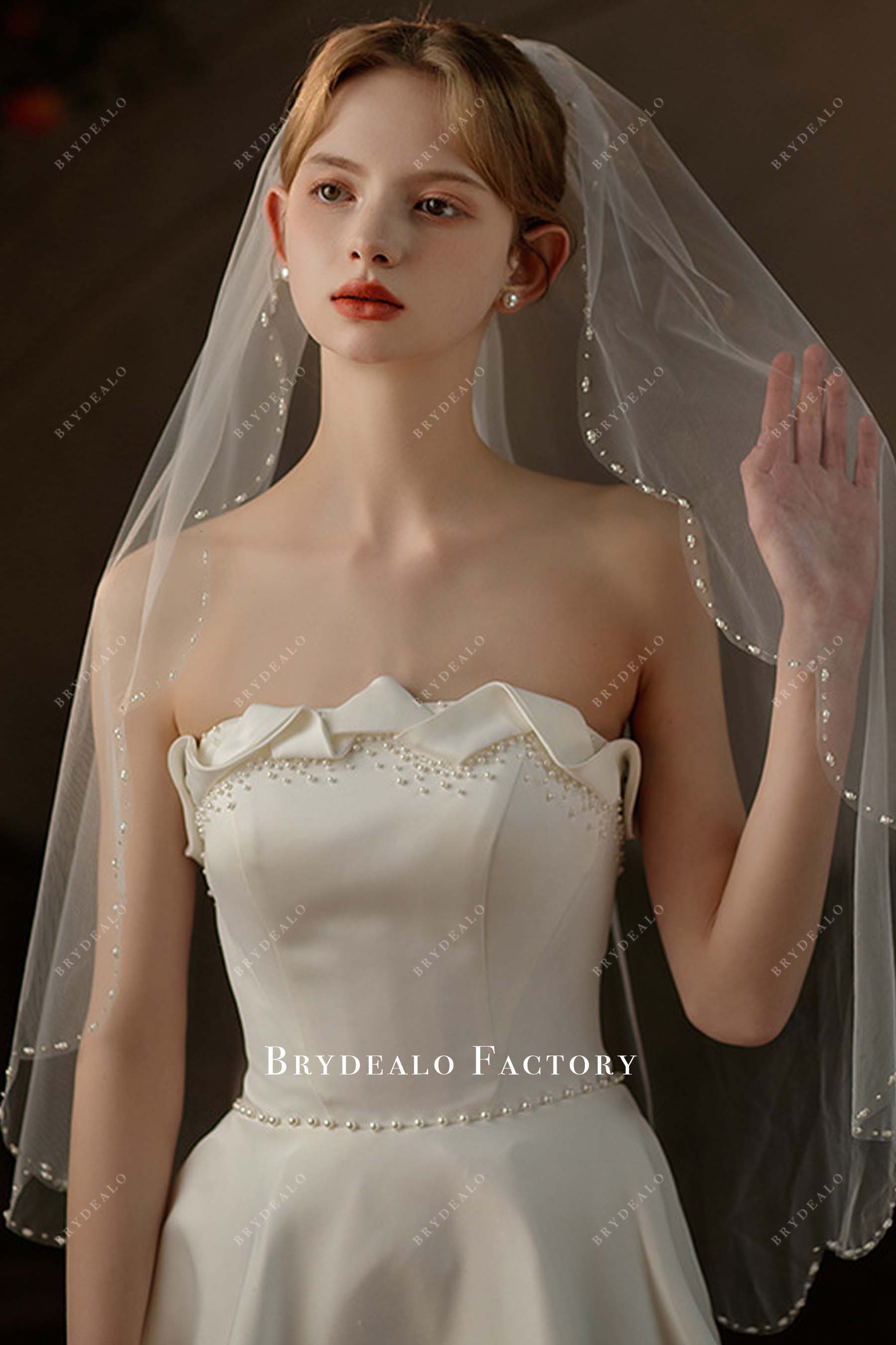 wholesale scalloped bridal veil