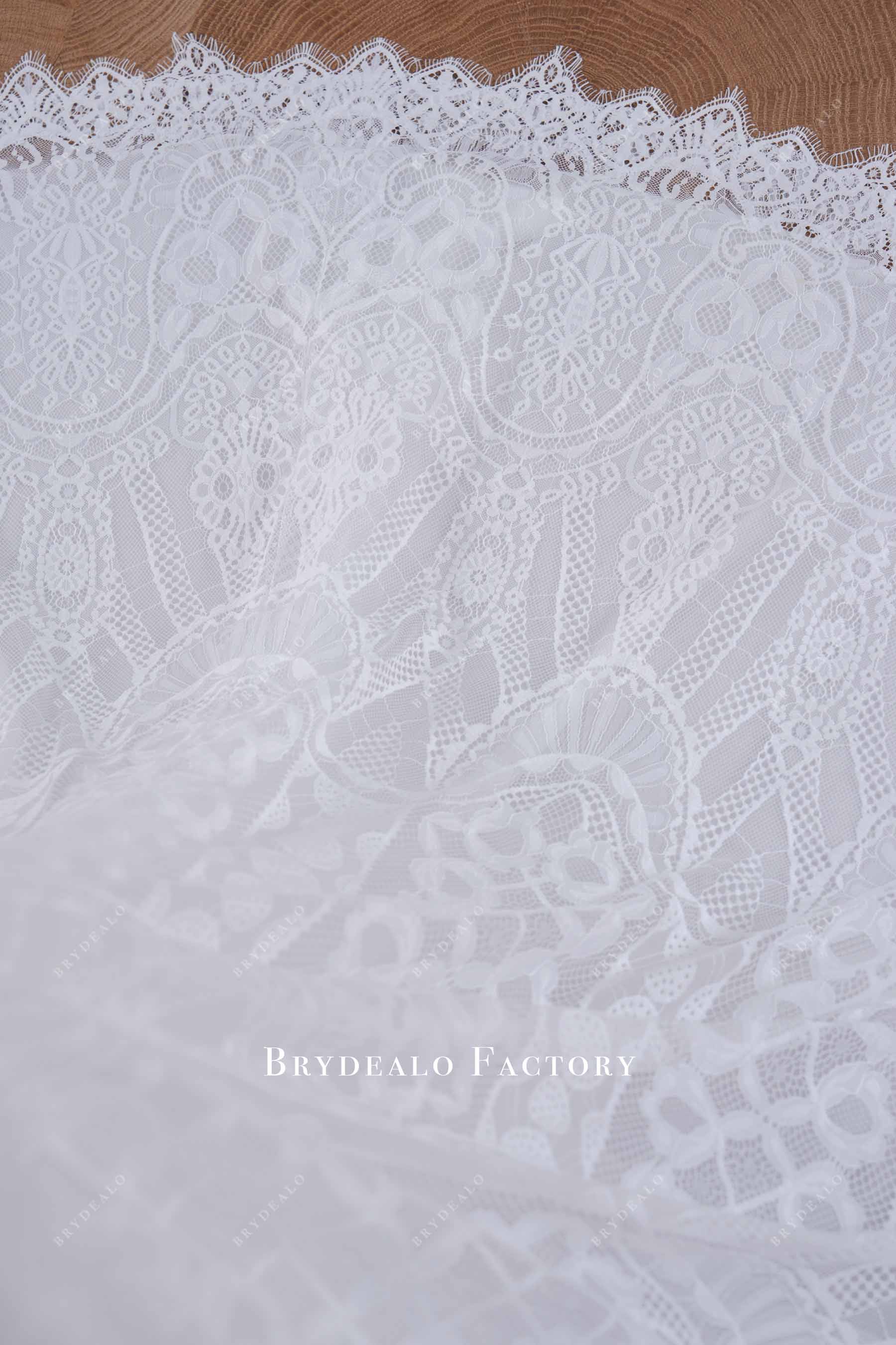 scalloped lace train wedding dress