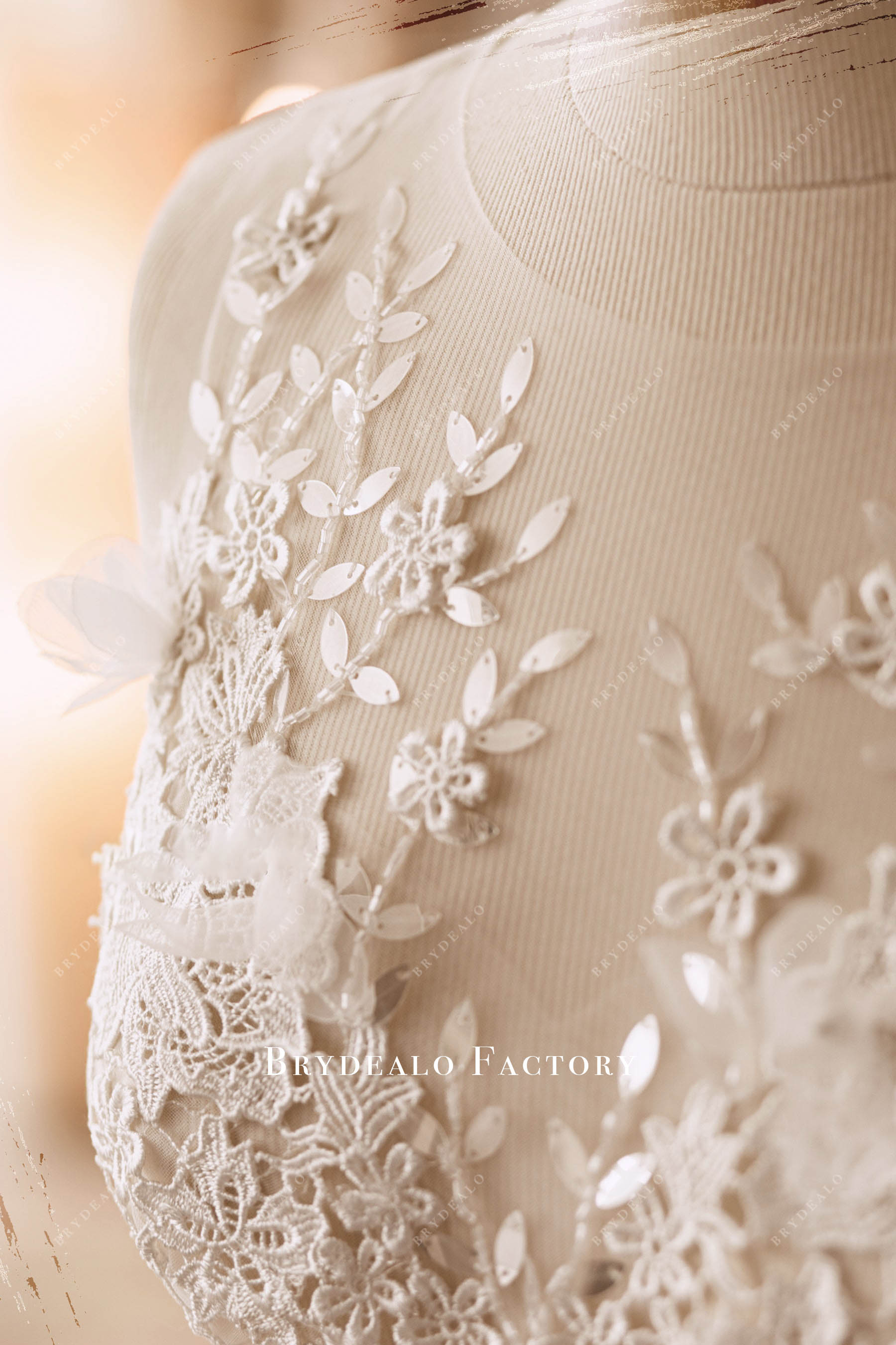 sequin flower lace bridal top